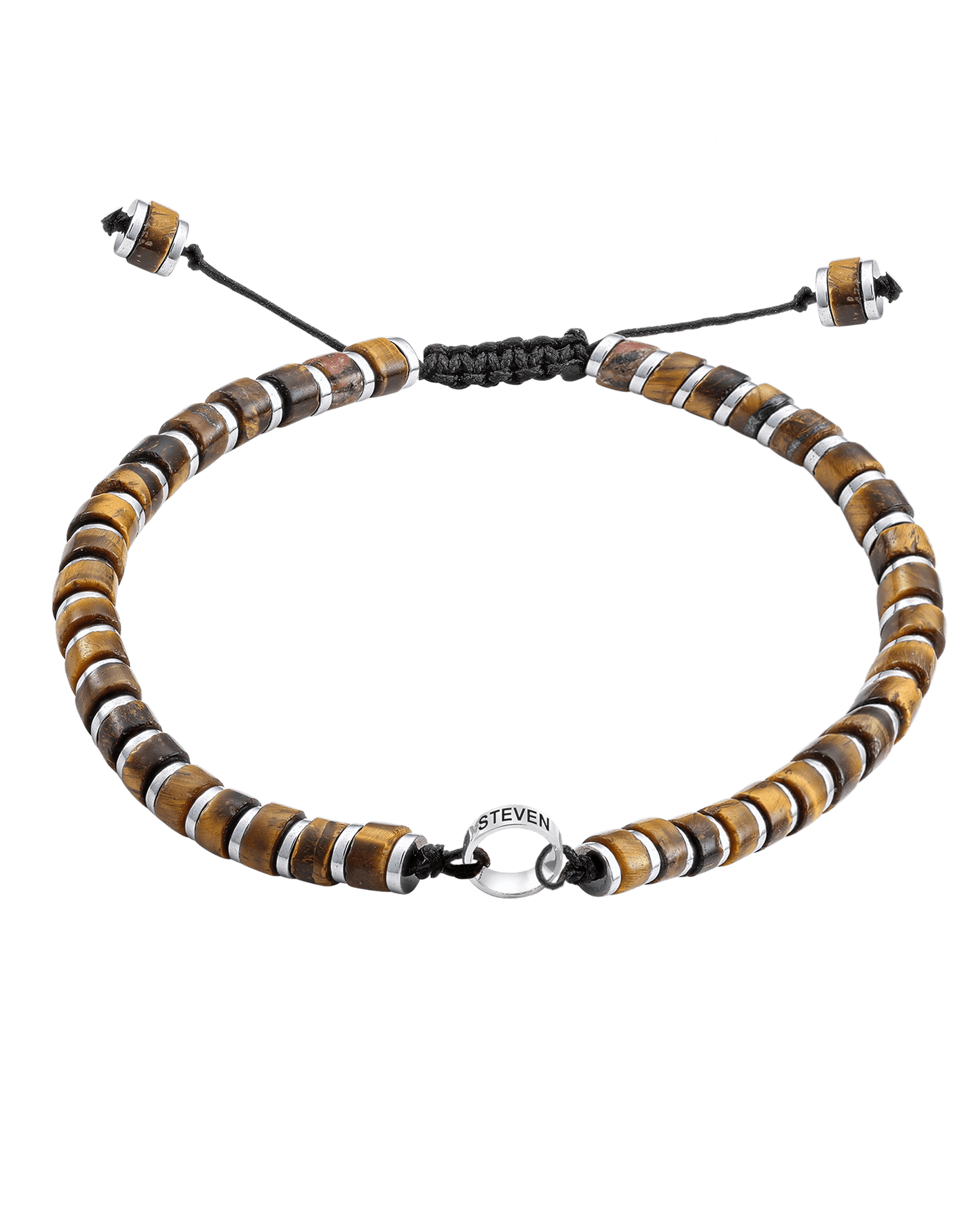 Bracelet Oeil de Tigre & Bagues Personnalisables - Or Blanc 14 carats Bracelets magal-dev 1 Lien 