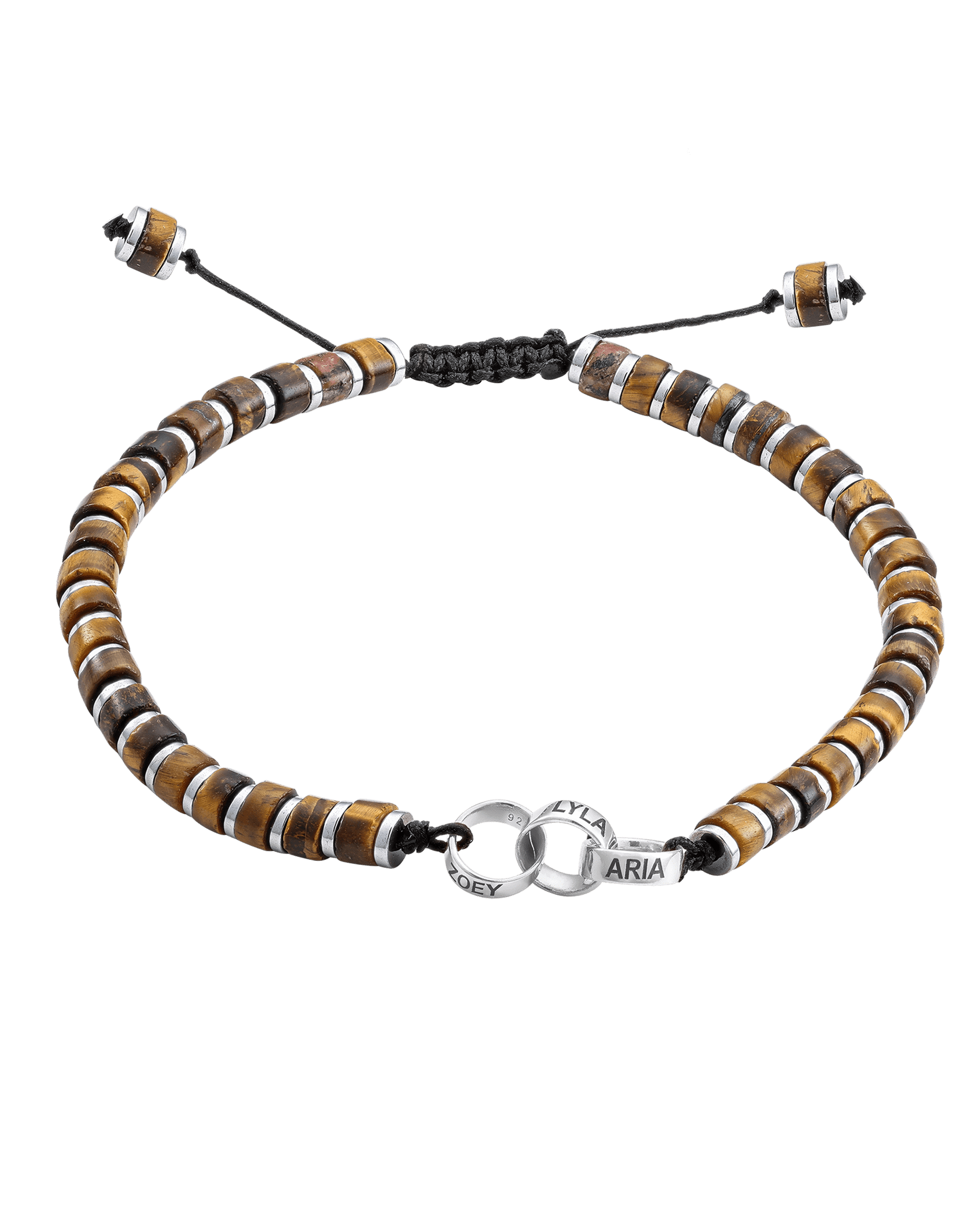 Bracelet Oeil de Tigre & Bagues Personnalisables - Or Blanc 14 carats Bracelets magal-dev 3 Lien(s) 