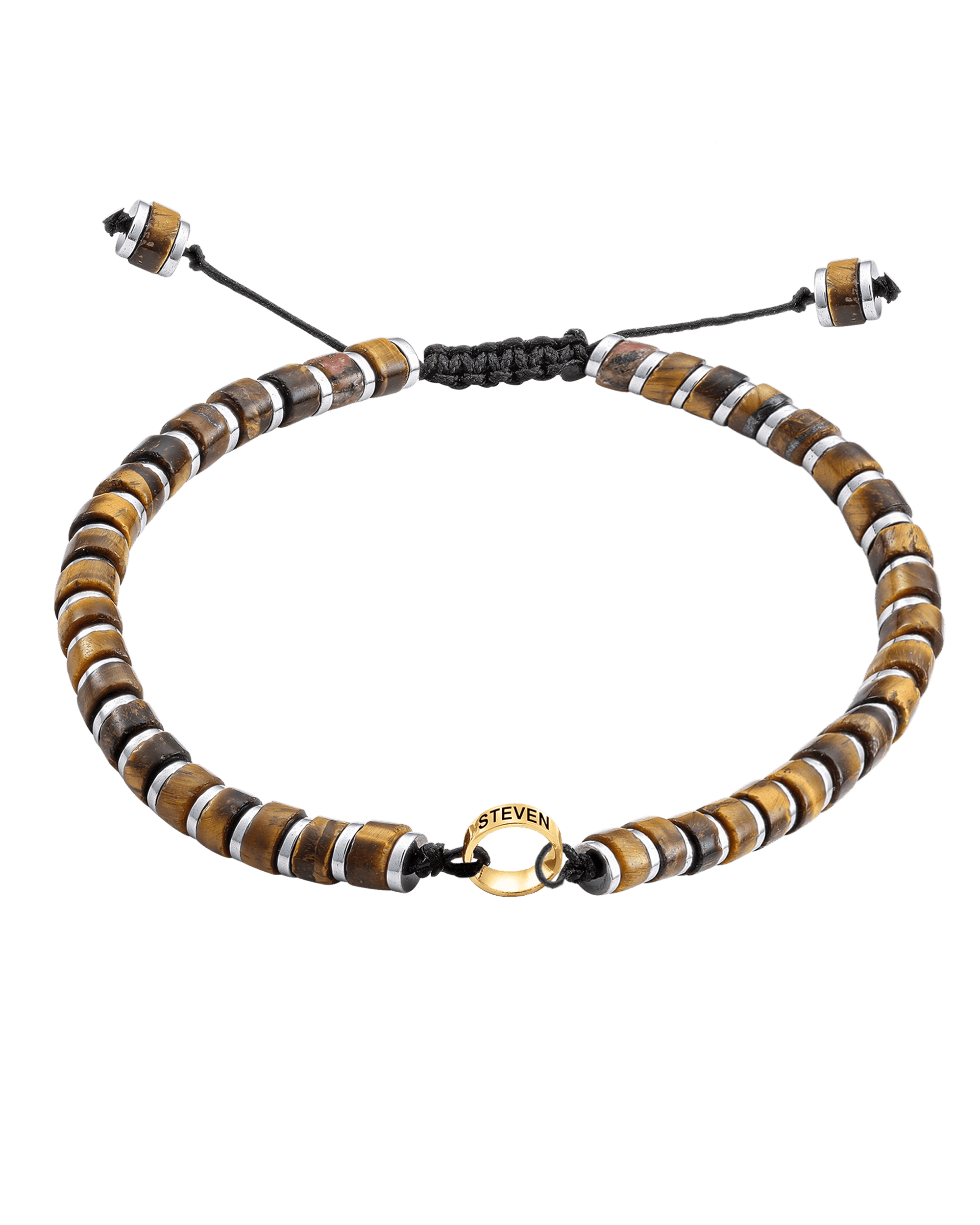Bracelet Oeil de Tigre & Bagues Personnalisables - Or Jaune 14 carats Bracelets magal-dev 1 Lien 