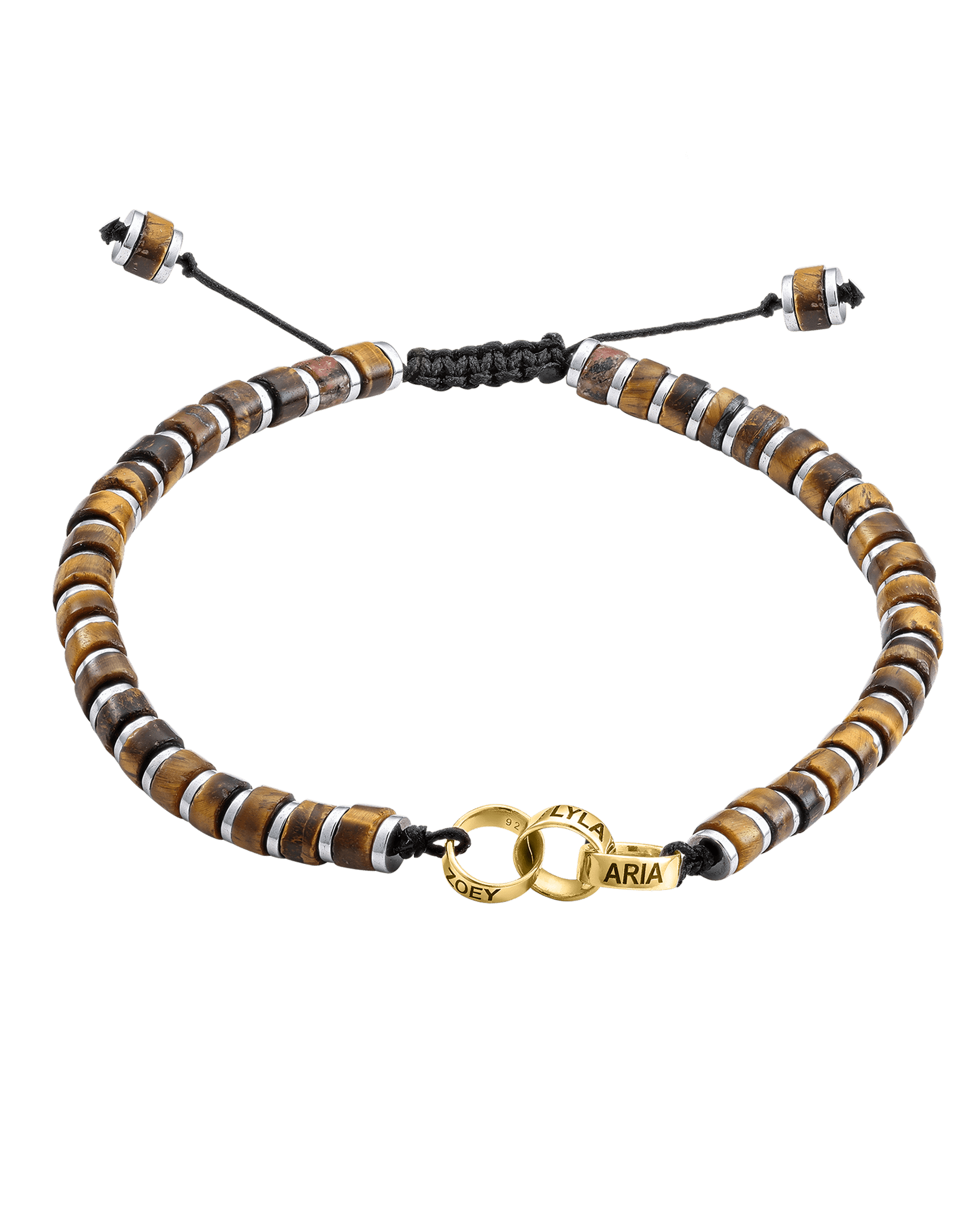 Bracelet Oeil de Tigre & Bagues Personnalisables