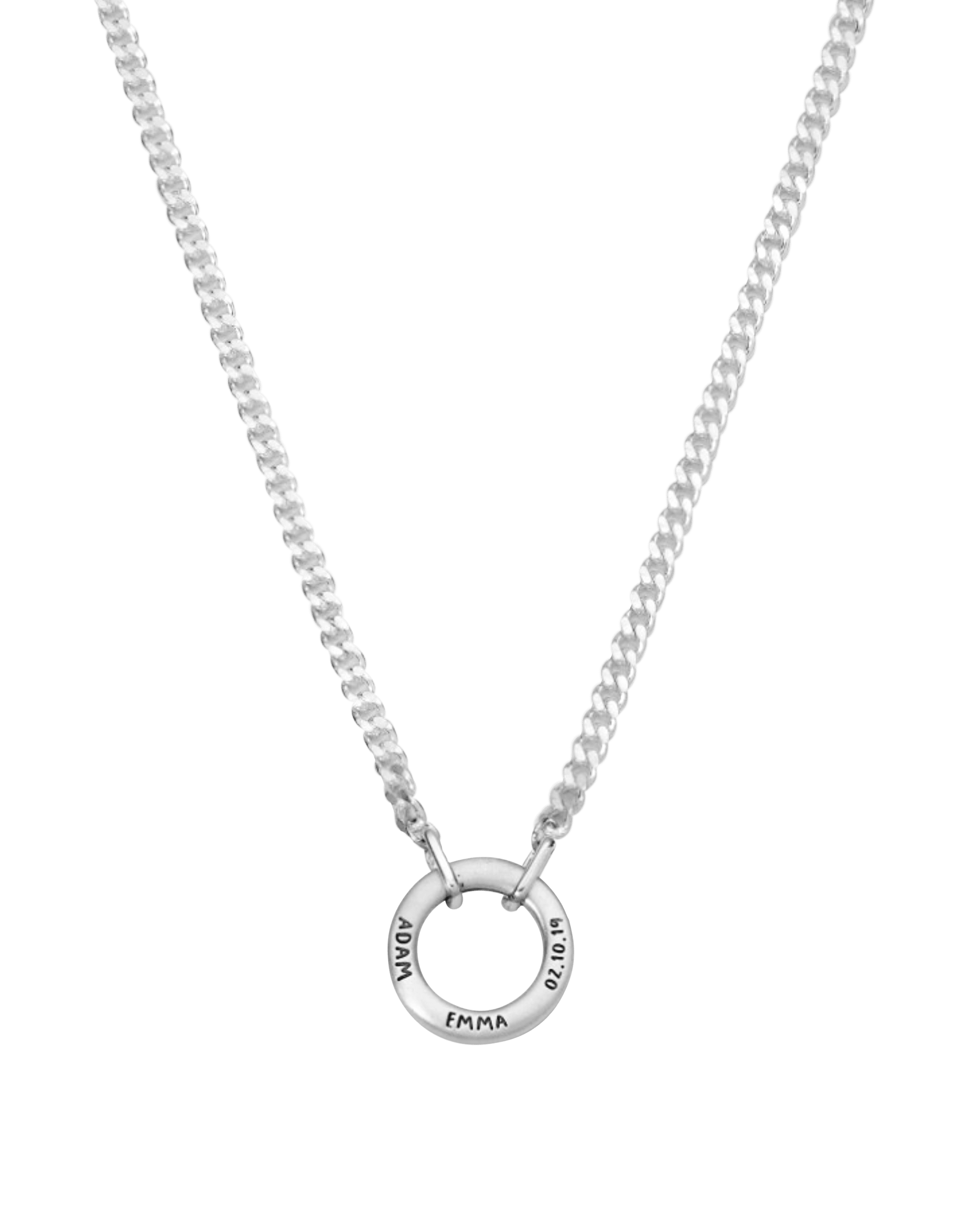 My Family Circle Of Love Sterling Silver-Plated Concentric Circle Pendant  Necklace Personalized With Up To