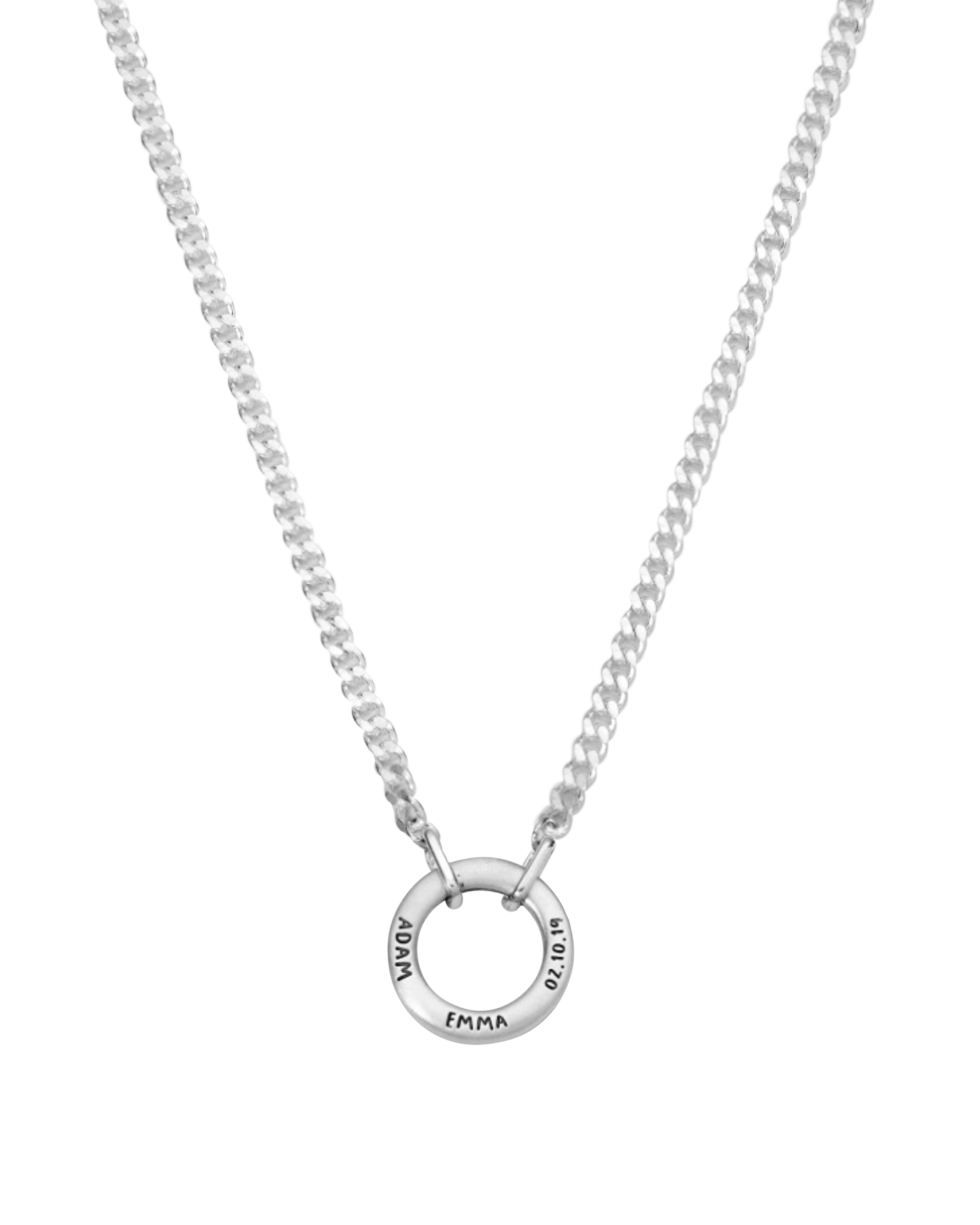 Men's Family Circle Necklace - 925 Sterling Silver Necklaces magal-dev Matte 1 Name 20"