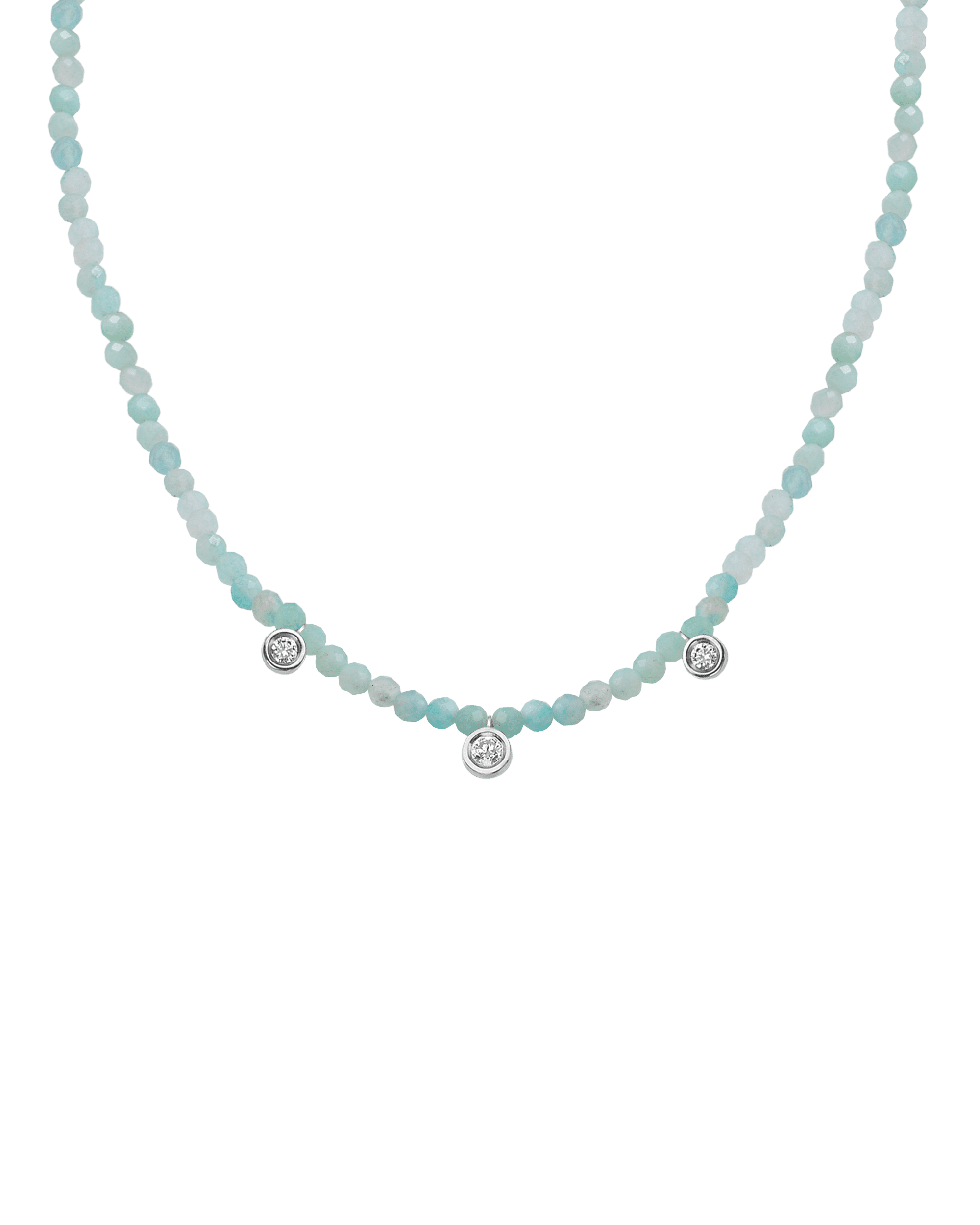 Apatite Gemstone & Three diamonds Necklace - 14K Rose Gold Necklaces magal-dev 