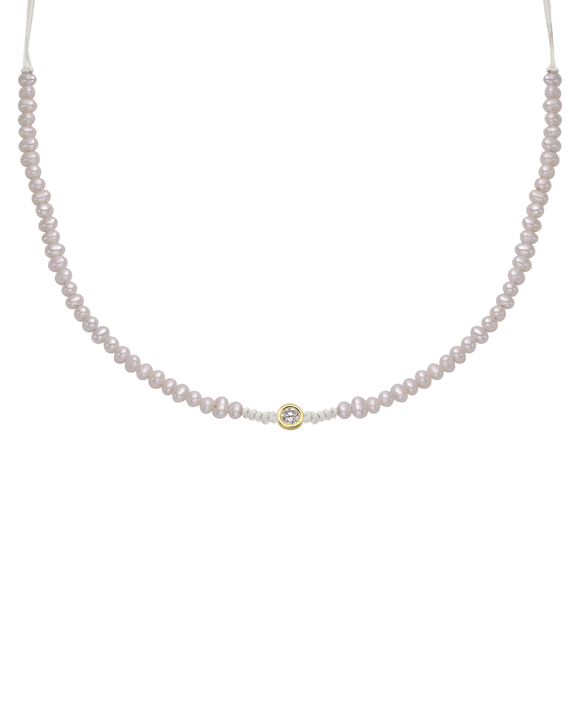 Collier String of Love Perles Naturelles - Or Jaune 14 carats Necklaces 14K Solid Gold Perle Large: 0.10 carats 