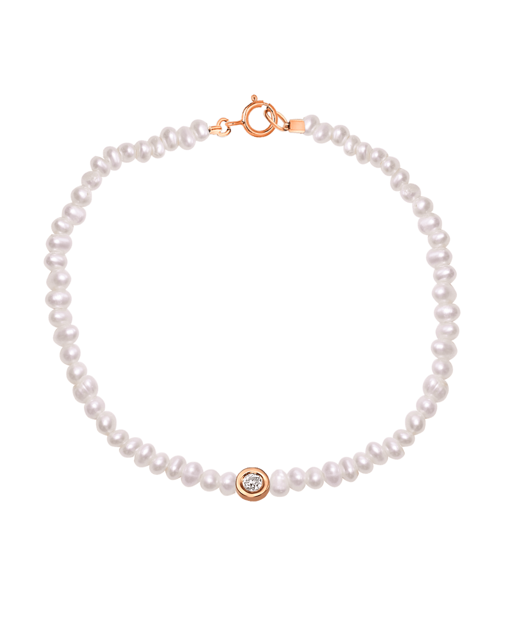 Bracelet Perles & Diamant Naturelles - Or Rose 14 carats Bracelets magal-dev Small: 0.03 carats 15cm (Poignet: Small) 