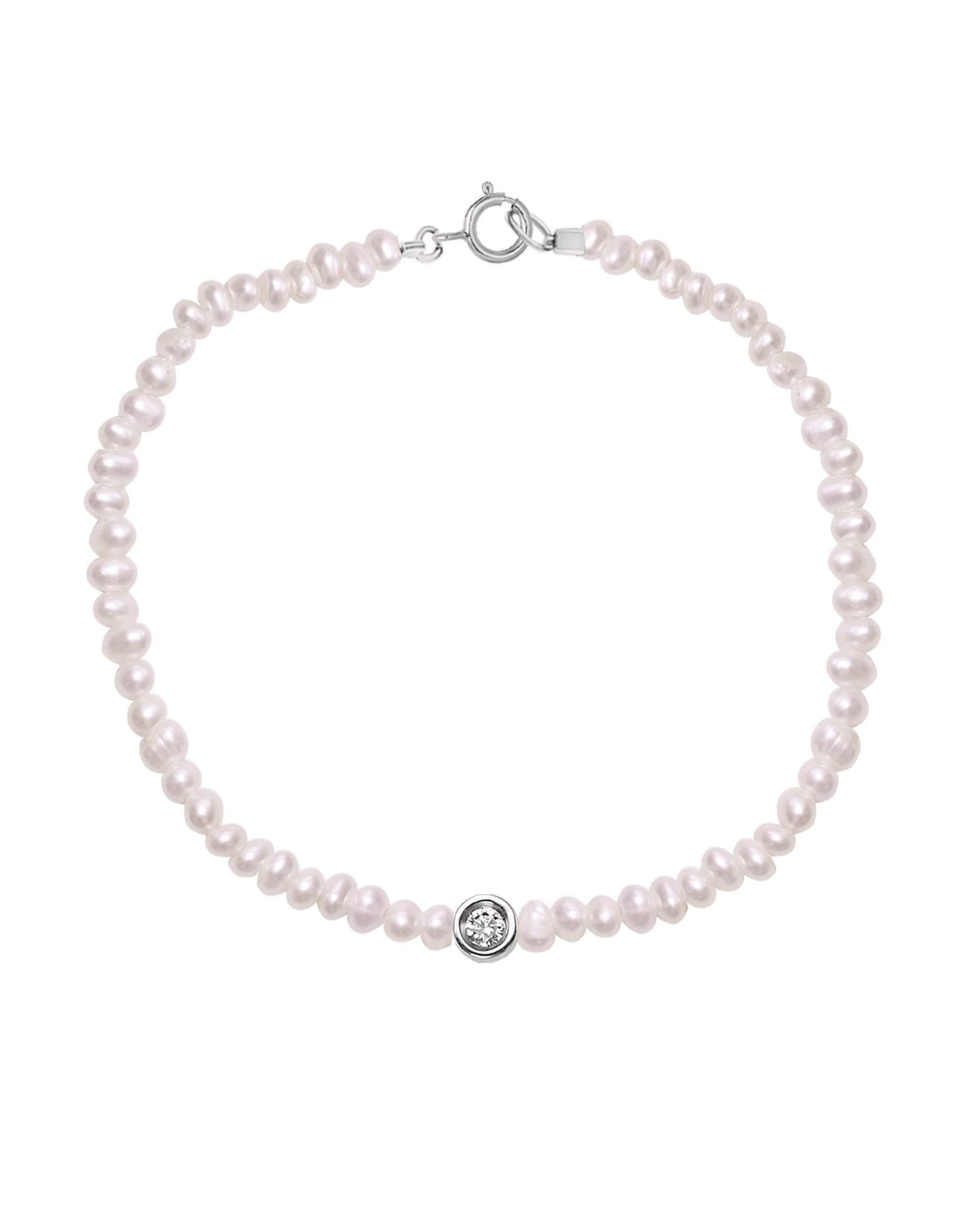 Bracelet Perles & Diamant Naturelles - Or Blanc 14 carats Bracelets magal-dev Small: 0.03 carats 15cm (Poignet: Small) 