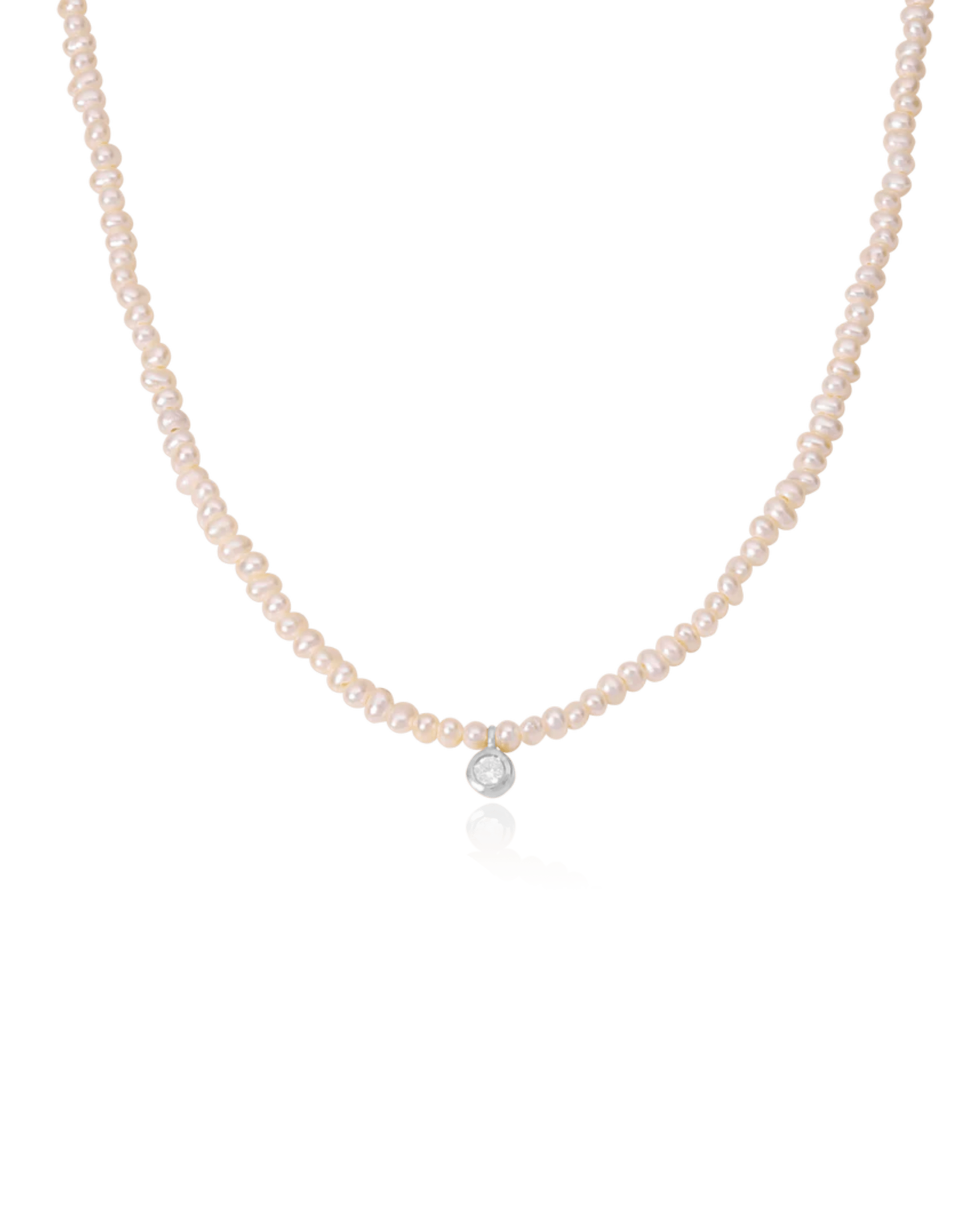 Pearl and Diamond Necklace - 14K Yellow Gold Necklaces magal-dev 