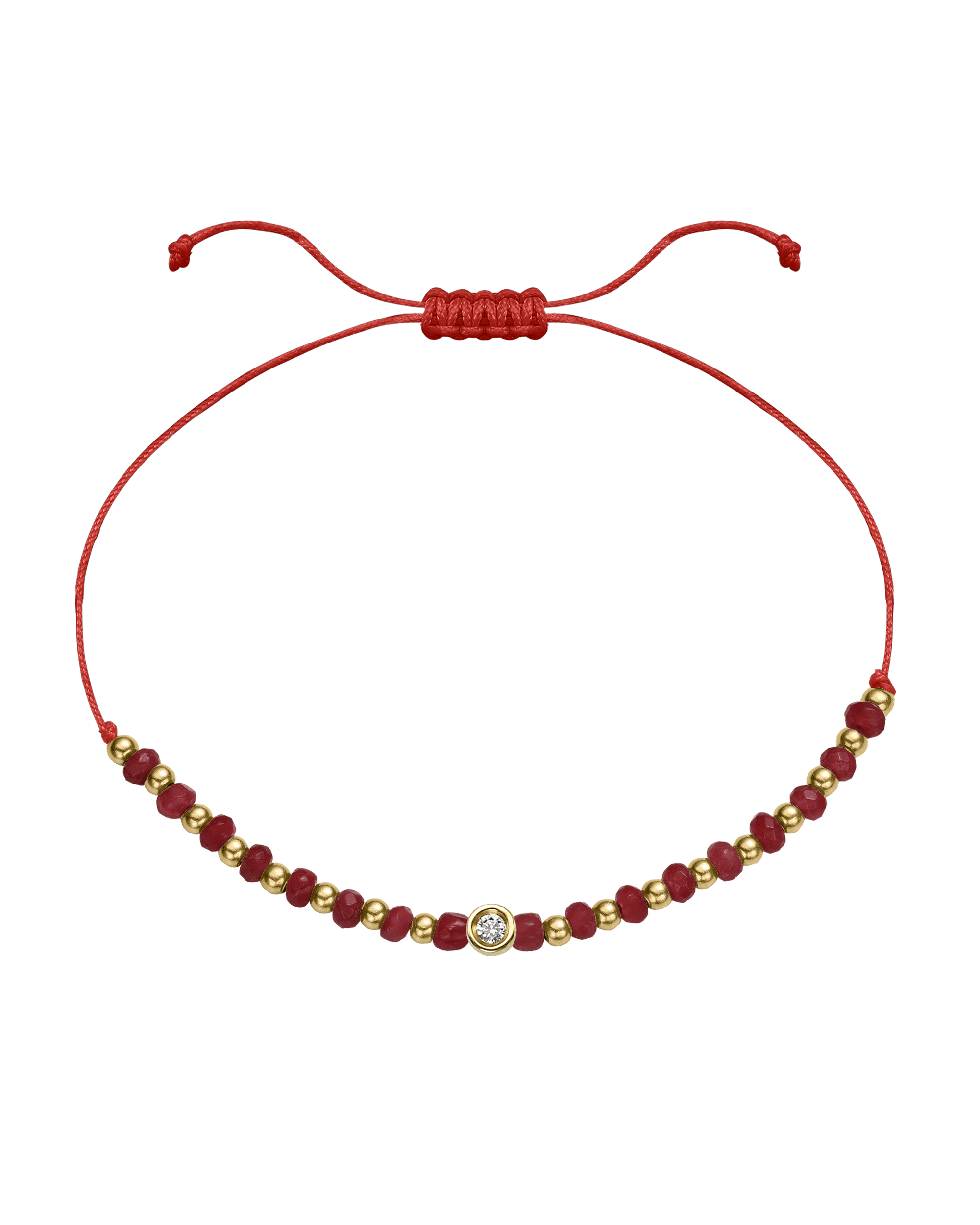 Red Agate Gemstone String of Love Bracelet for Confidence - 14K Yellow Gold Bracelet 14K Solid Gold Red Small: 0.03ct 