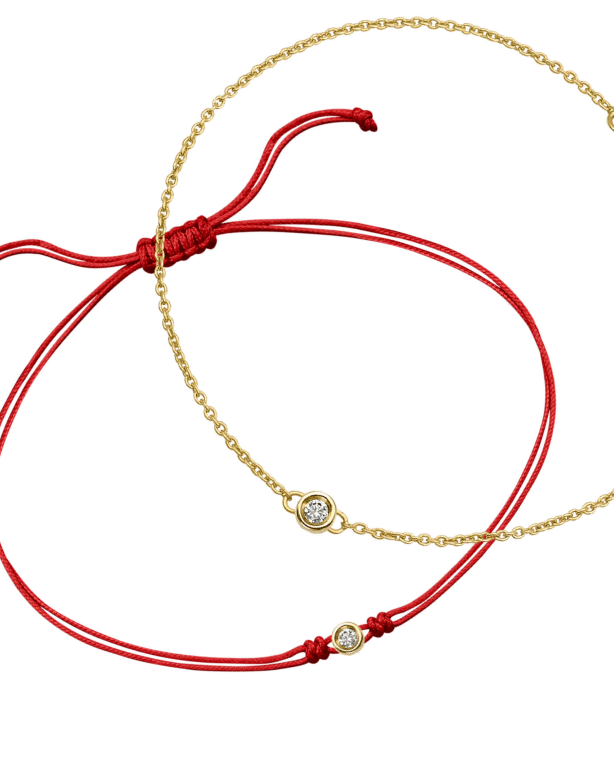 Set of Classic String of Love & Chain of Love - 14K Yellow Gold Bracelets magal-dev Red Small: 0.03ct 