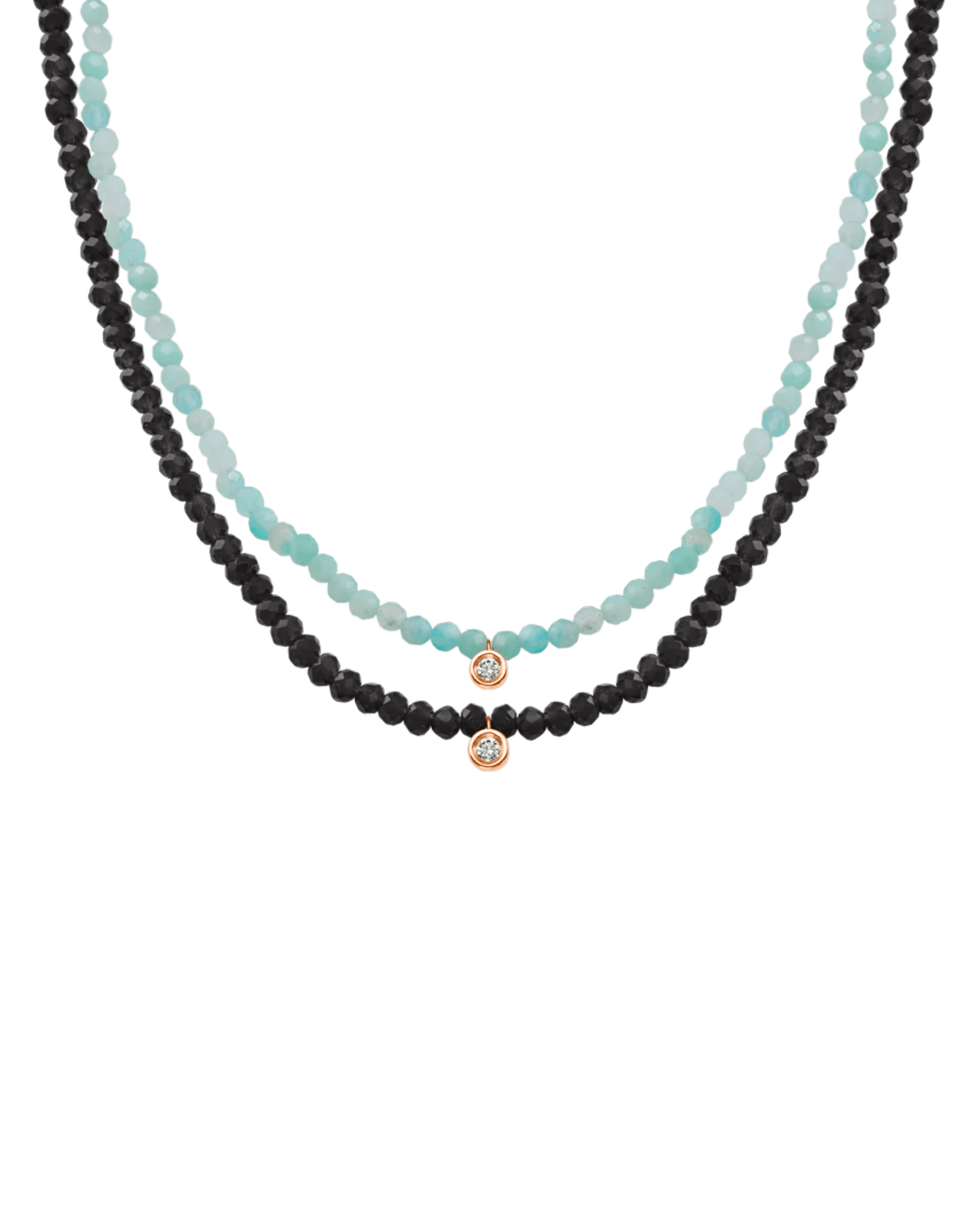 Set of Gemstone & Diamond Necklaces - 14K Yellow Gold Necklaces magal-dev 