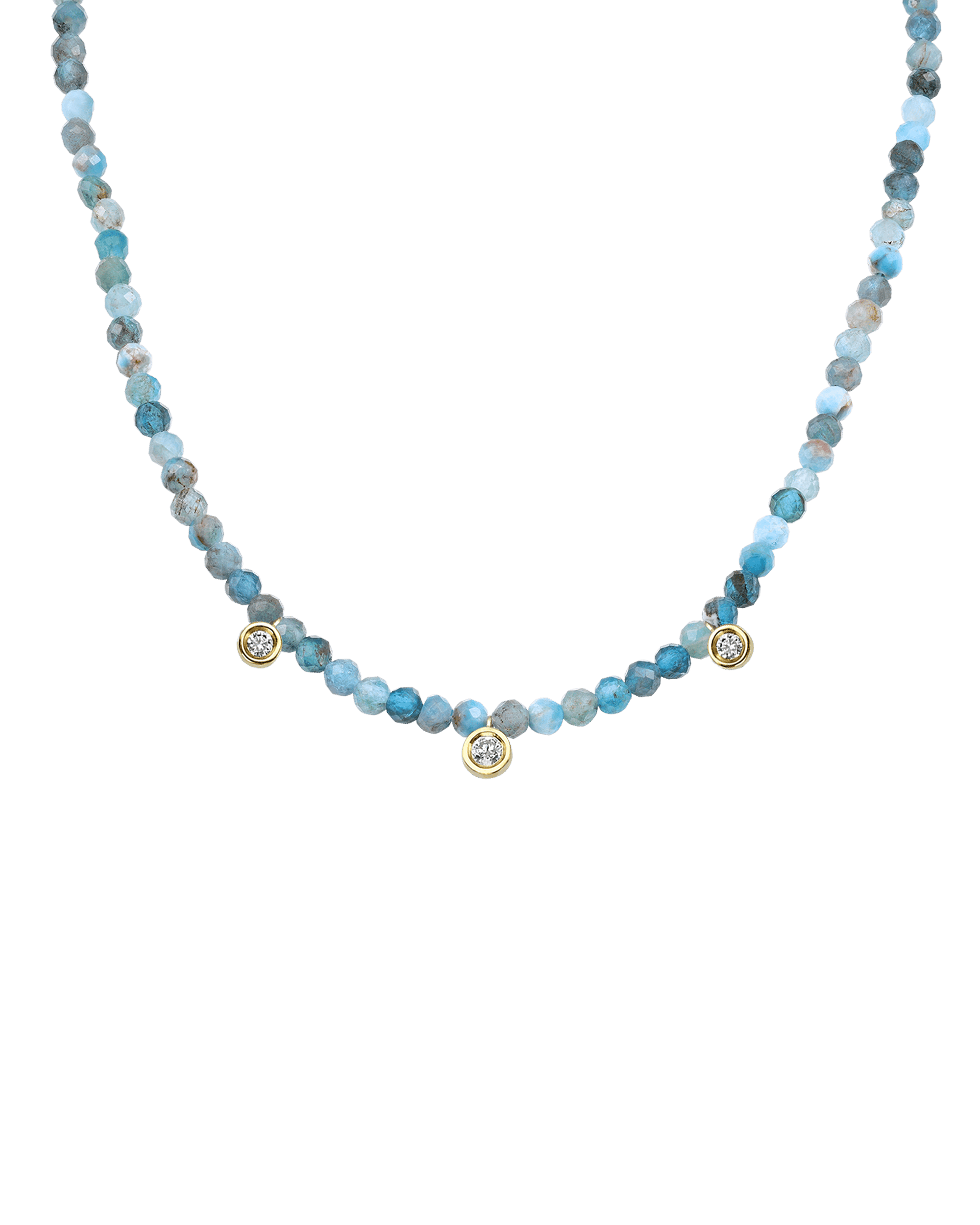 Apatite Gemstone & Three diamonds Necklace - 14K Rose Gold Necklaces magal-dev 