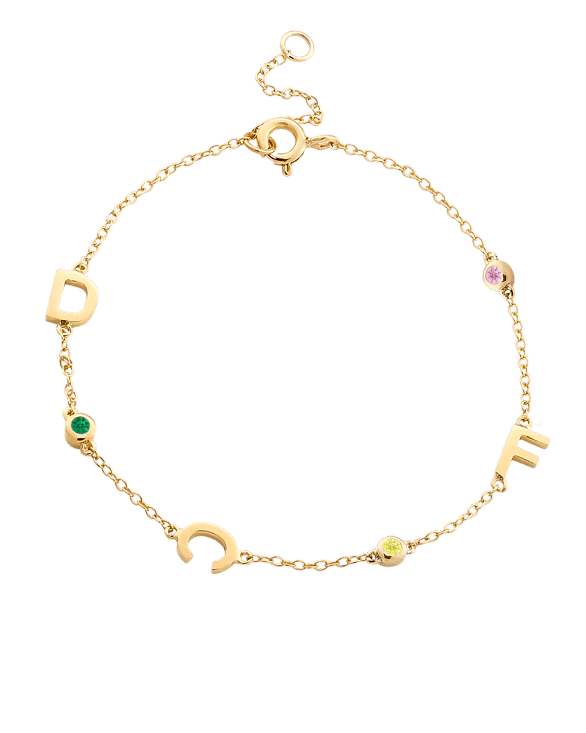 Bracelet Initiale(s) Pierres Précieuses - Or Jaune Plaqué 18 carats Bracelets magal-dev 1 Inititiale 6"-7" (S-M wrist) 