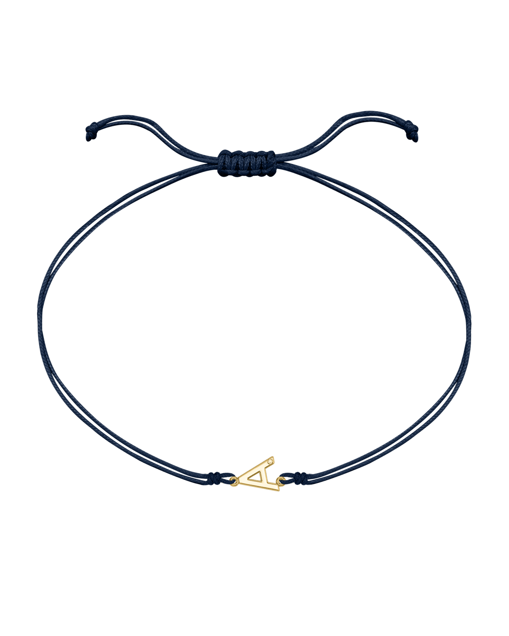 Le String of Love Initiale - Or Jaune 14 carats Bracelets 14K Solid Gold Bleu Marine 