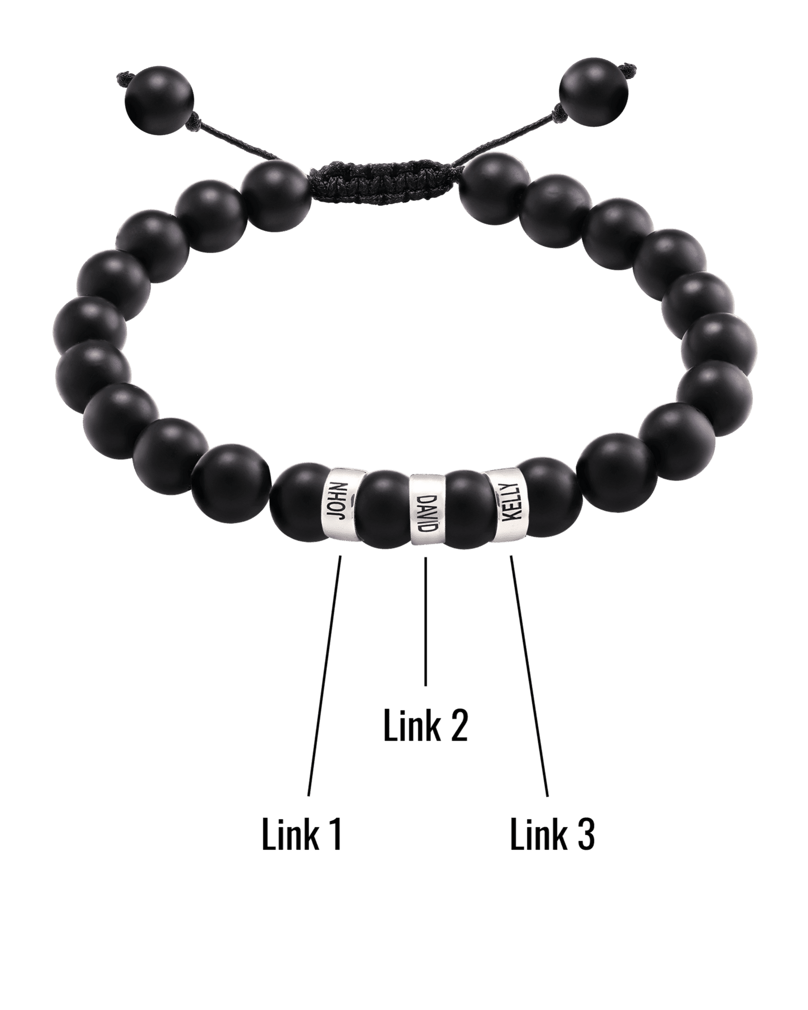 Bracelet Onyx Naturel Personnalisable - Or Blanc 14 carats Bracelets magal-dev 
