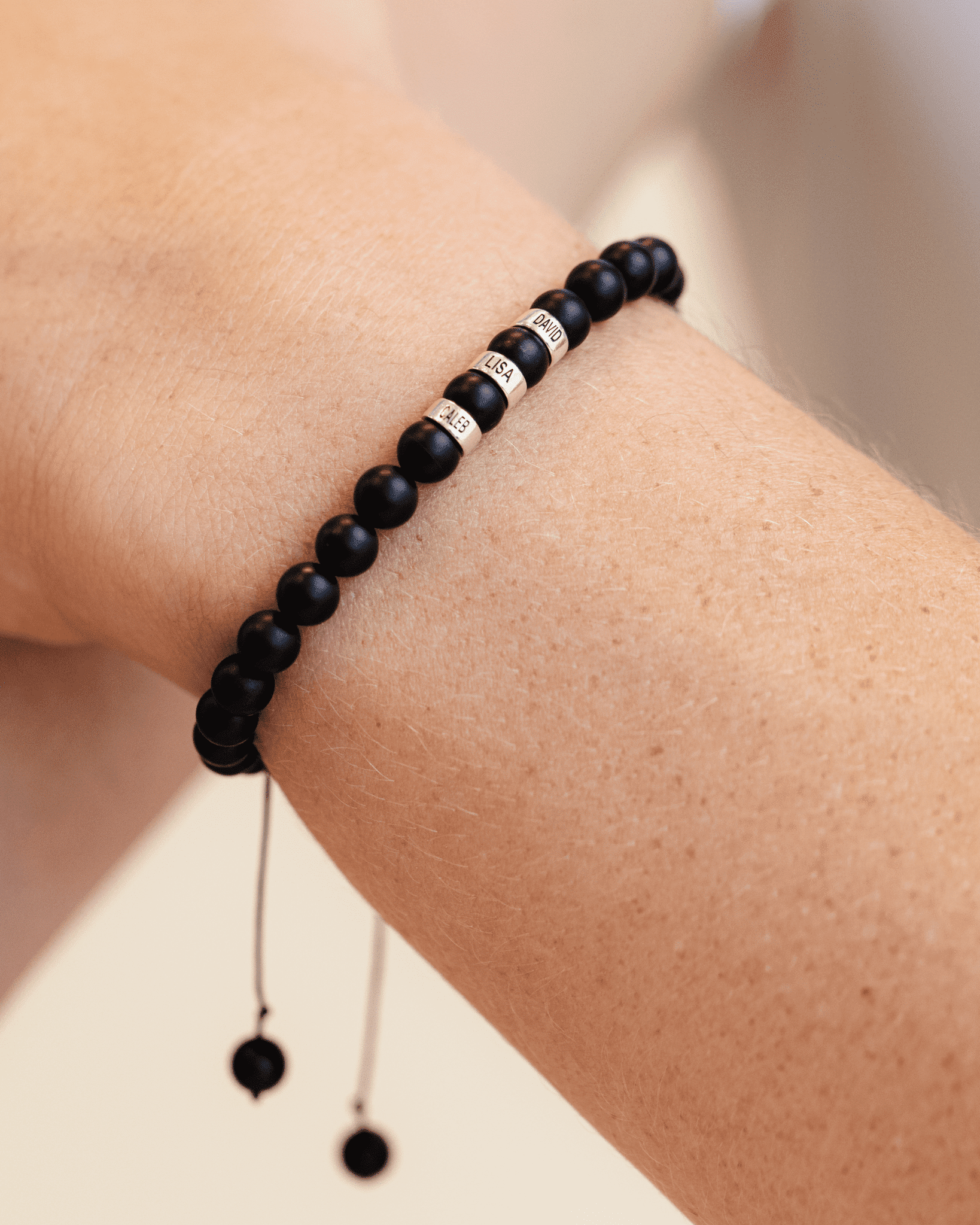 Bracelet Onyx Naturel Personnalisable - Or Blanc 14 carats Bracelets magal-dev 