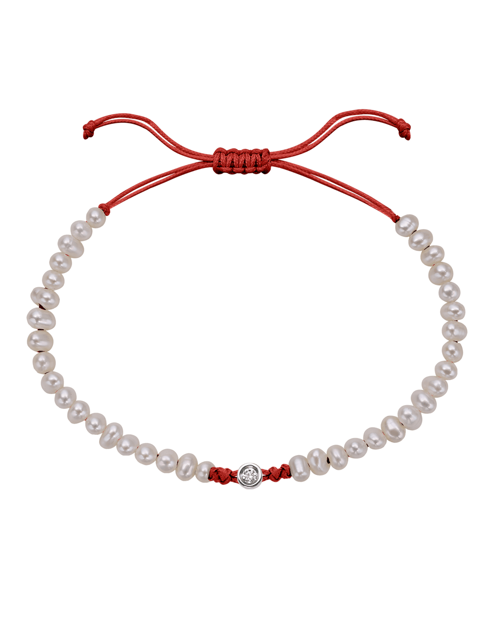 Le String of Love Perles Naturelles - Or Blanc 14 carats Bracelet magal-dev Rouge Small: 0.03 carats 