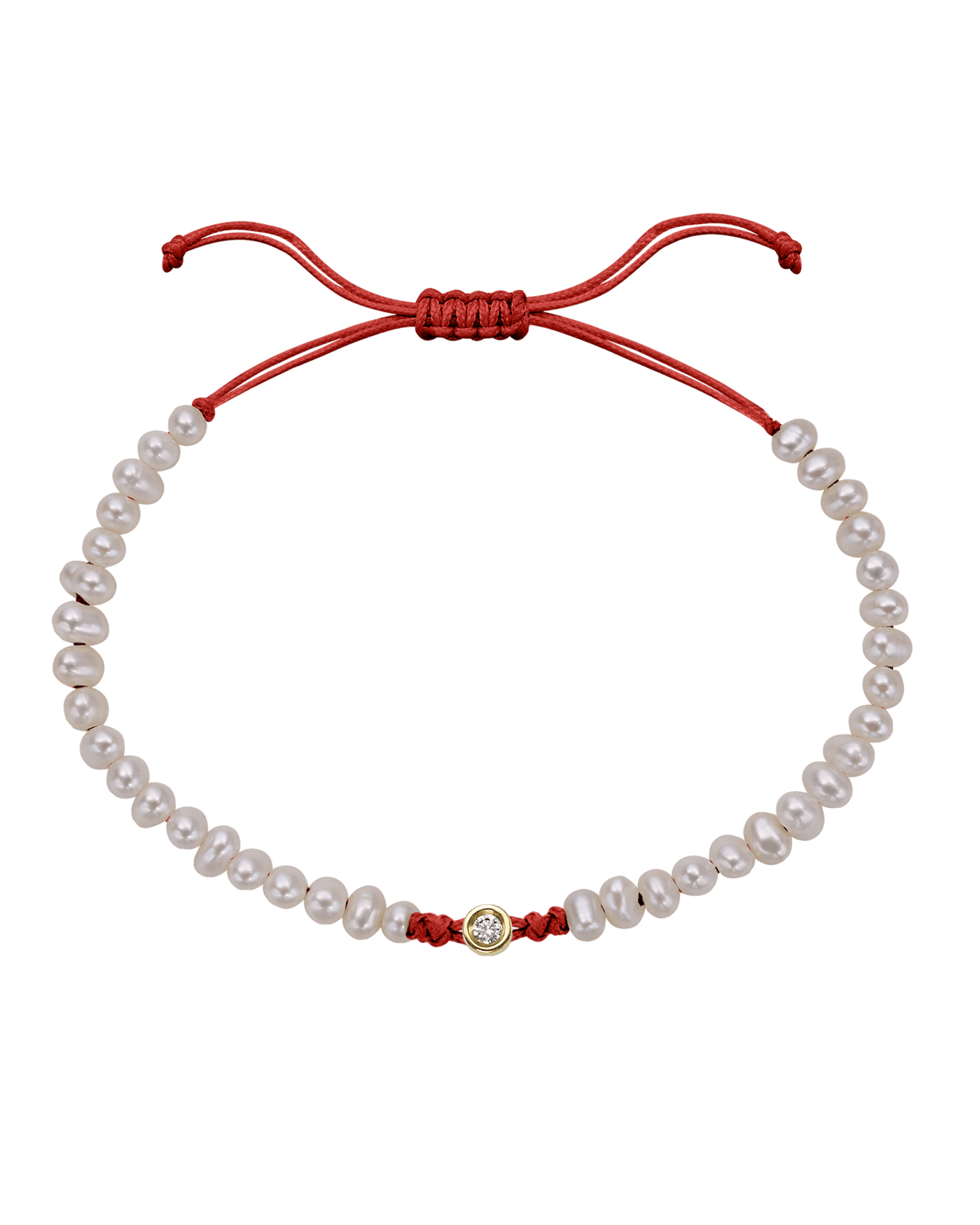 Le String of Love Perles Naturelles - Or Jaune 14 carats Bracelets magal-dev Rouge Small: 0.03 carats 