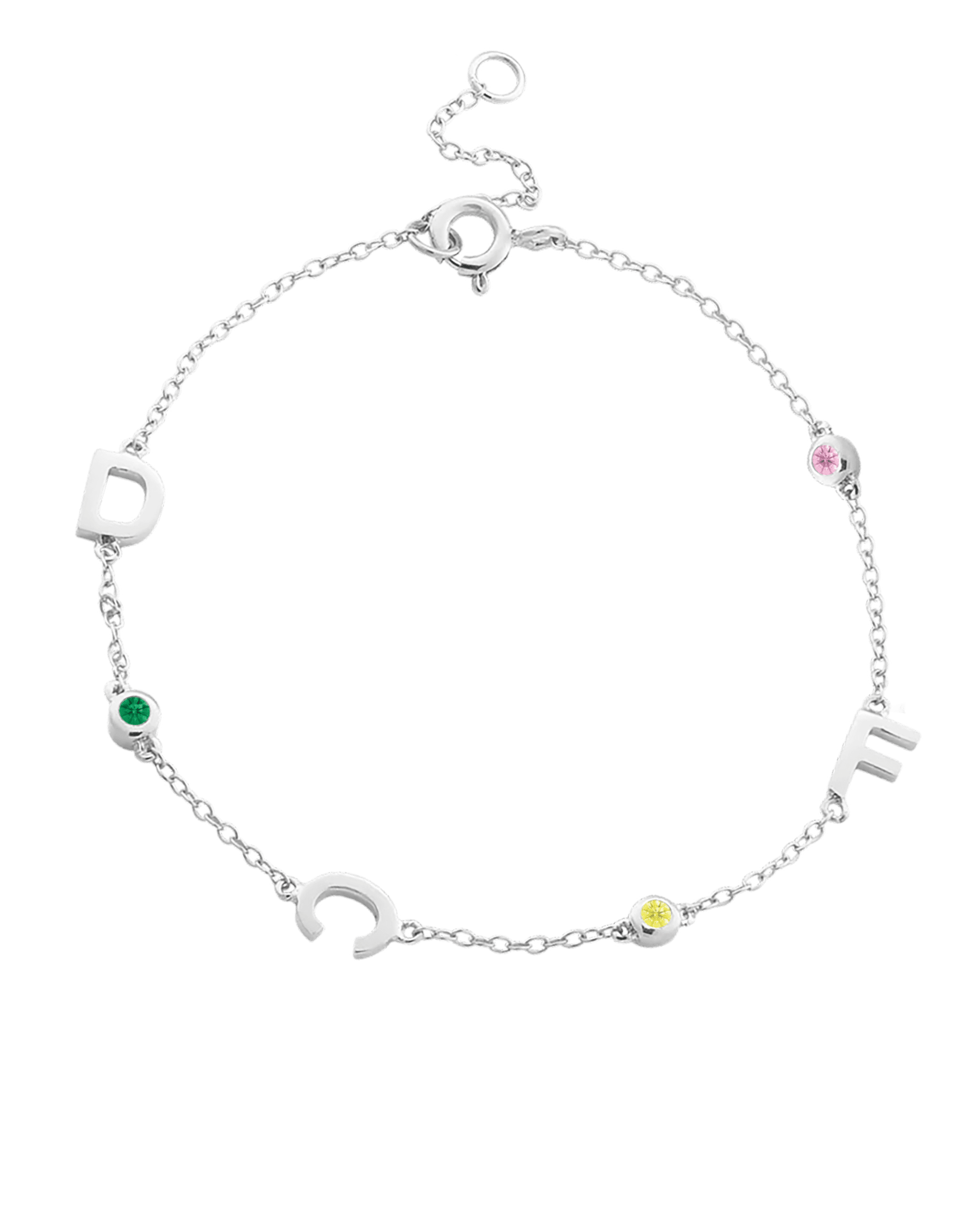 Bracelet Initiale(s) Pierres Précieuses - Argent 925 Bracelets magal-dev 1 Inititiale 6"-7" (S-M wrist) 