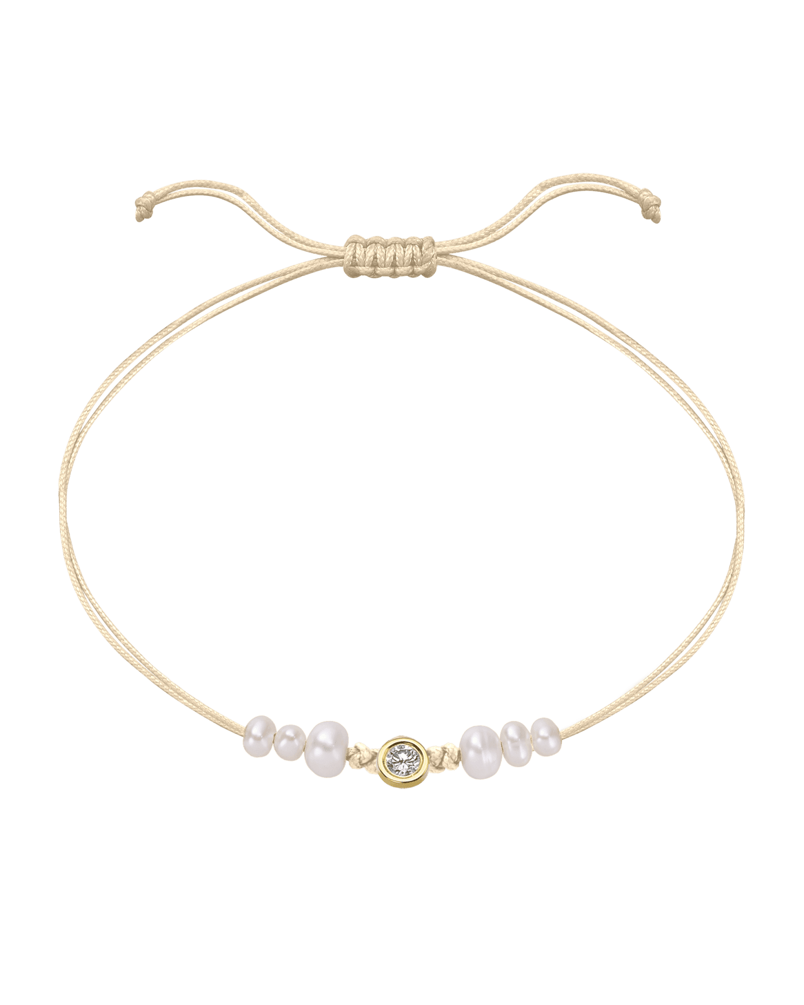 Le String of Love 6 Perles Naturelles - Or Jaune 14 carats Bracelet 14K Solid Gold Beige Large: 0.10 carats 