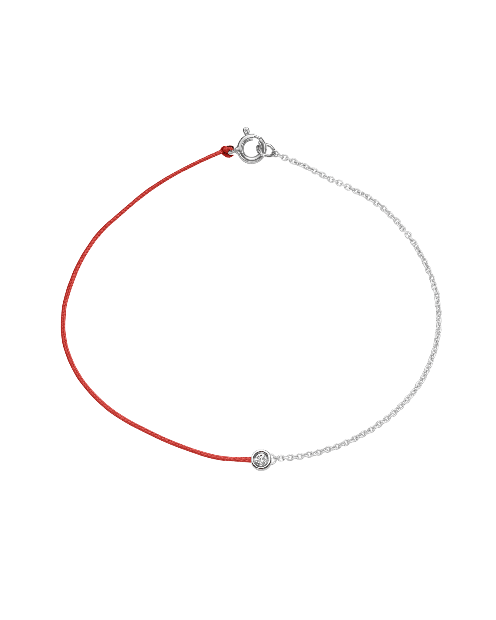 String of Love Chaînette - Or Blanc 14 carats Bracelet 14K Solid Gold Rouge Small: 0.03 carats Small 15cm