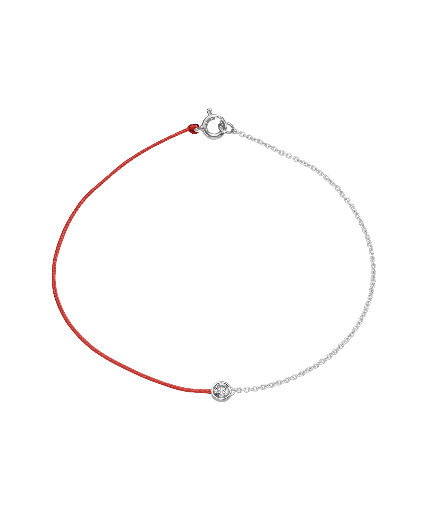 String of Love Chaînette - Or Blanc 14 carats Bracelet 14K Solid Gold Rouge Large: 0.10 carats Small 15cm