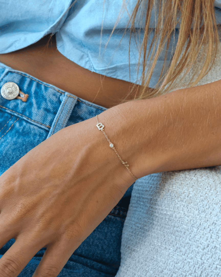 Bracelet Initial & Diamant(s) - Argent 925 Bracelets magal-dev 