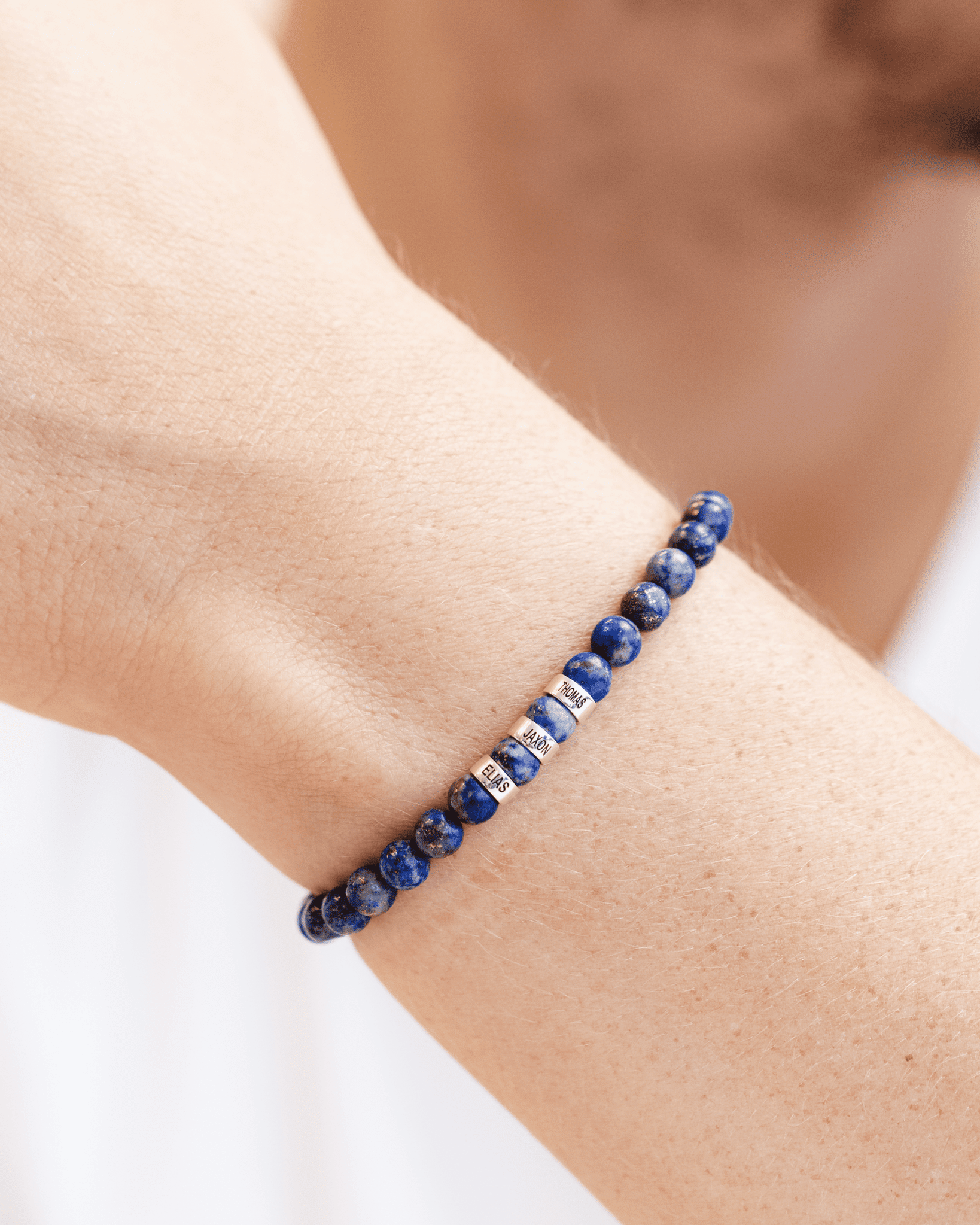 Men's Blue Lapis Engravable Bead Bracelet - 925 Sterling Silver Bracelets magal-dev 