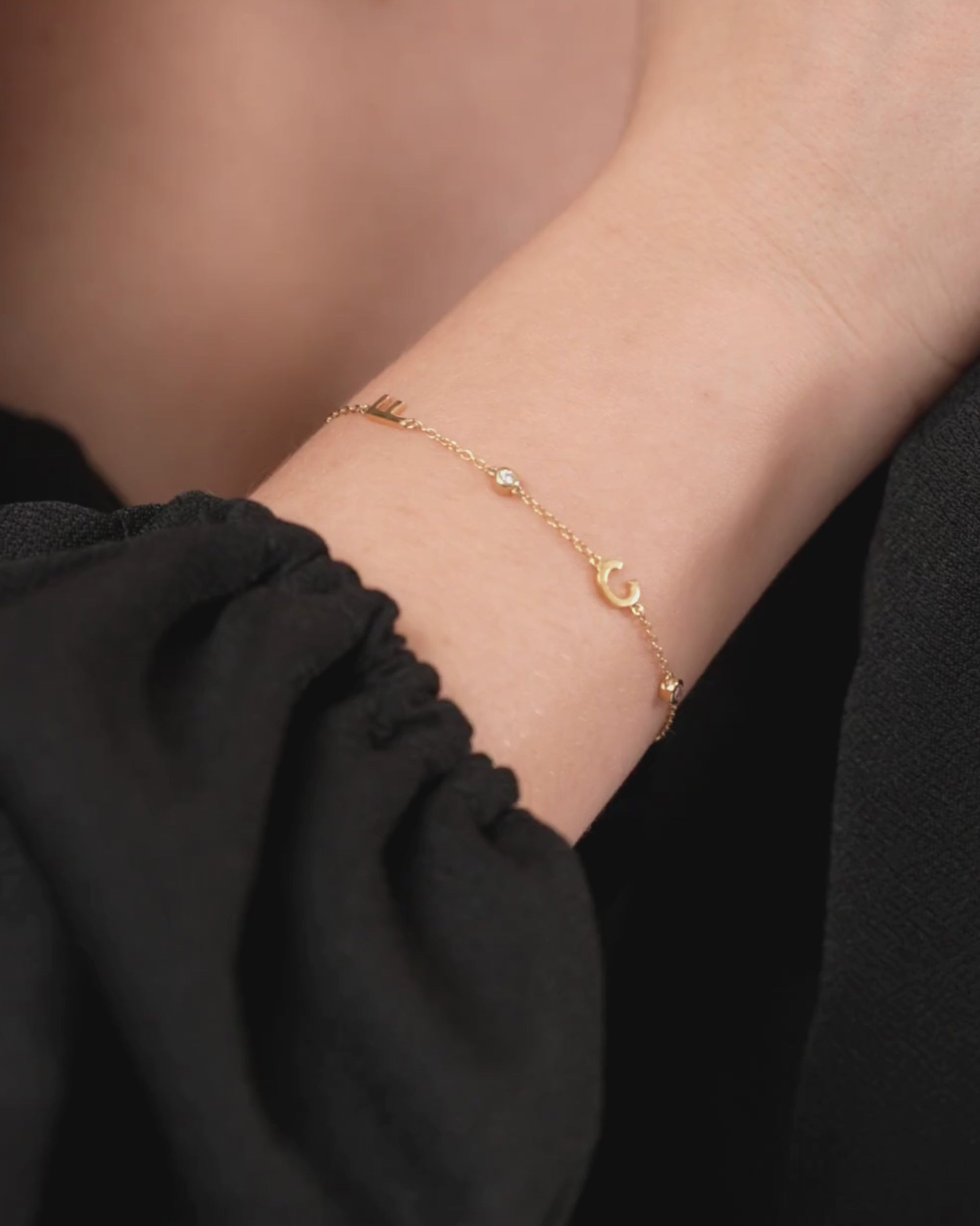 Pave Diamond G Initial Bracelet, 14k Gold Plated Jewelry, 925 Silver Link Chain Bracelet, Diamond Initial Bracelet Jewelry Personalized Gift