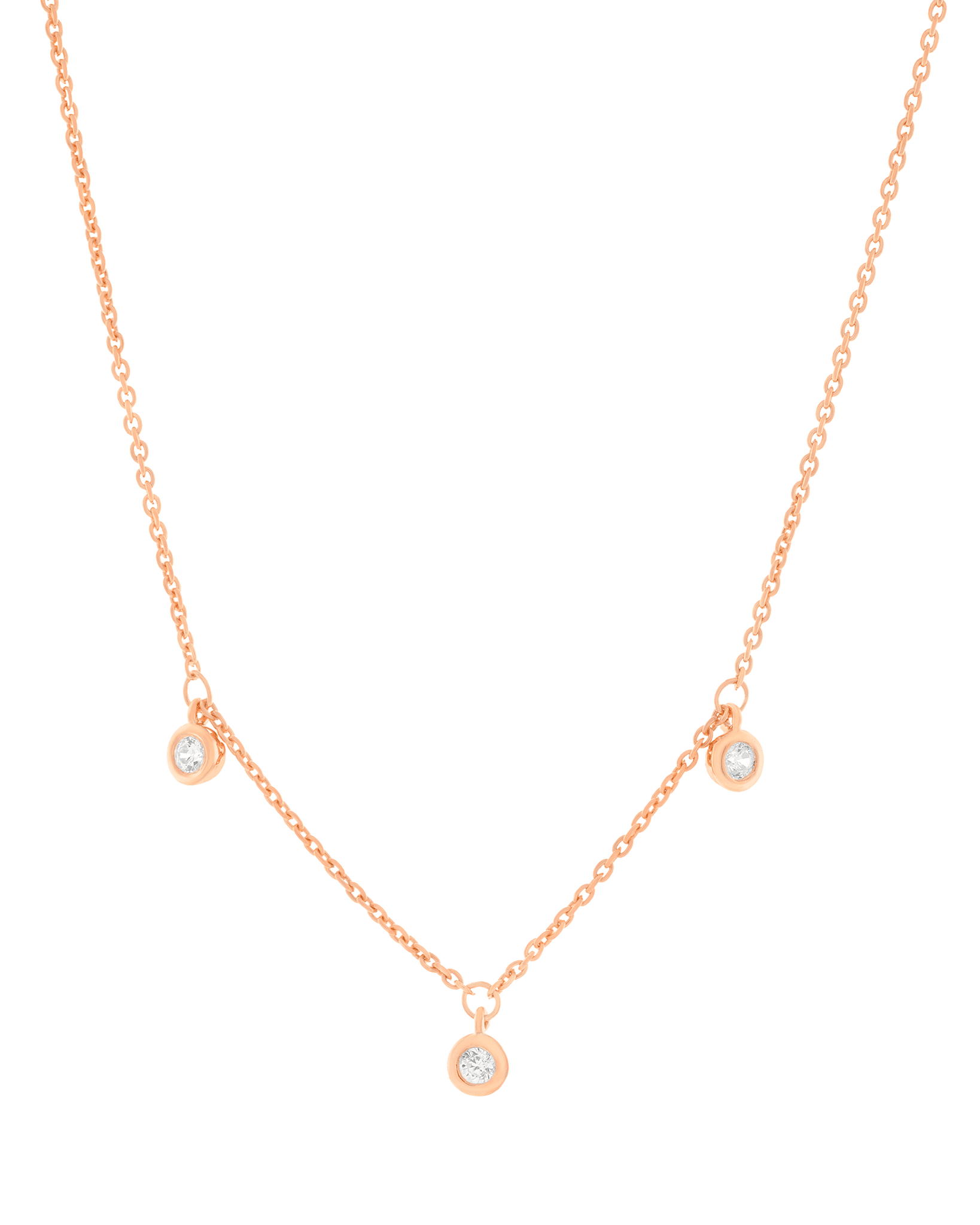 3 Diamonds Bezel Necklace - 14K Yellow Gold Necklaces magal-dev 