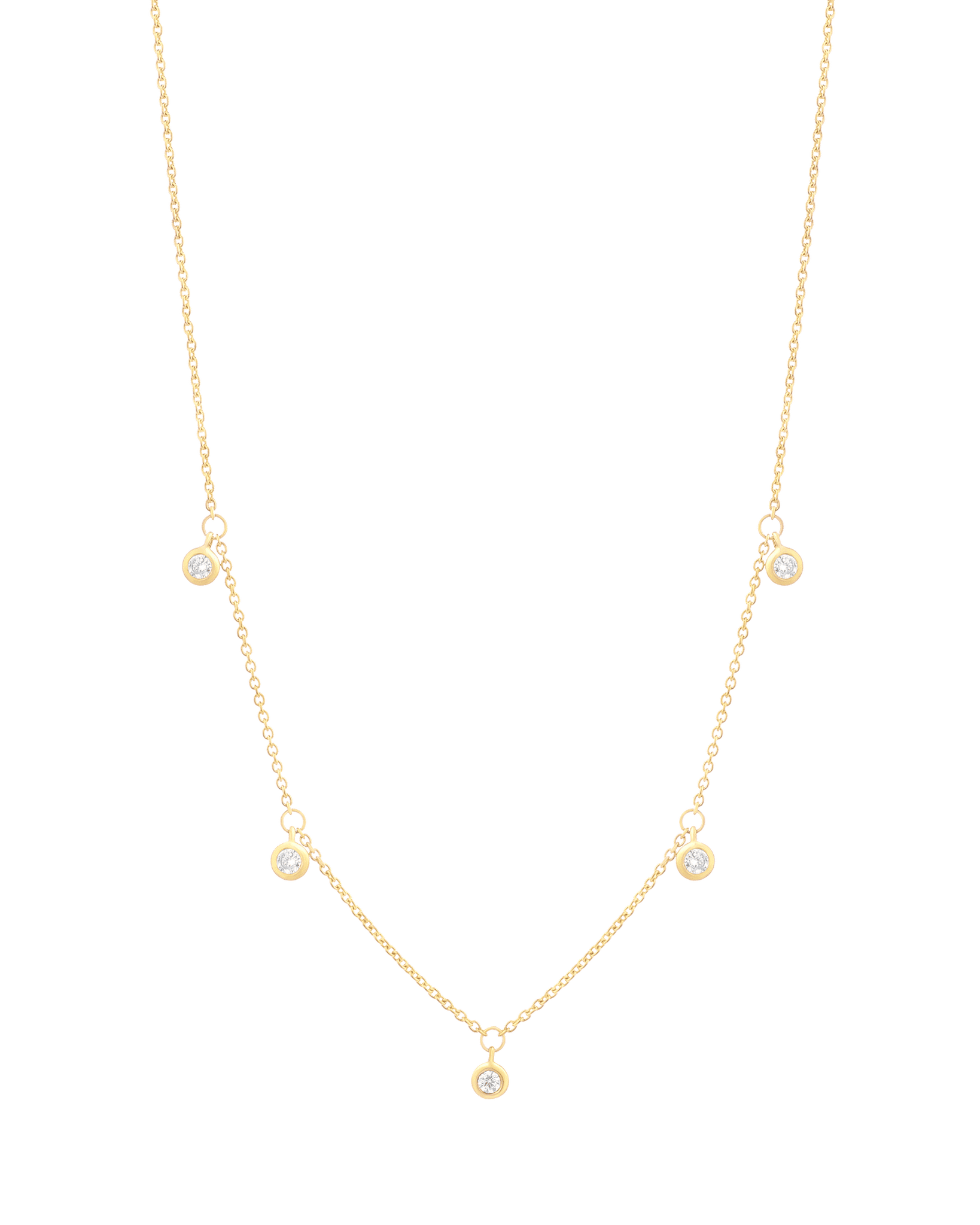 5 Diamonds Bezel Necklace - 925 Sterling Silver Necklaces magal-dev 