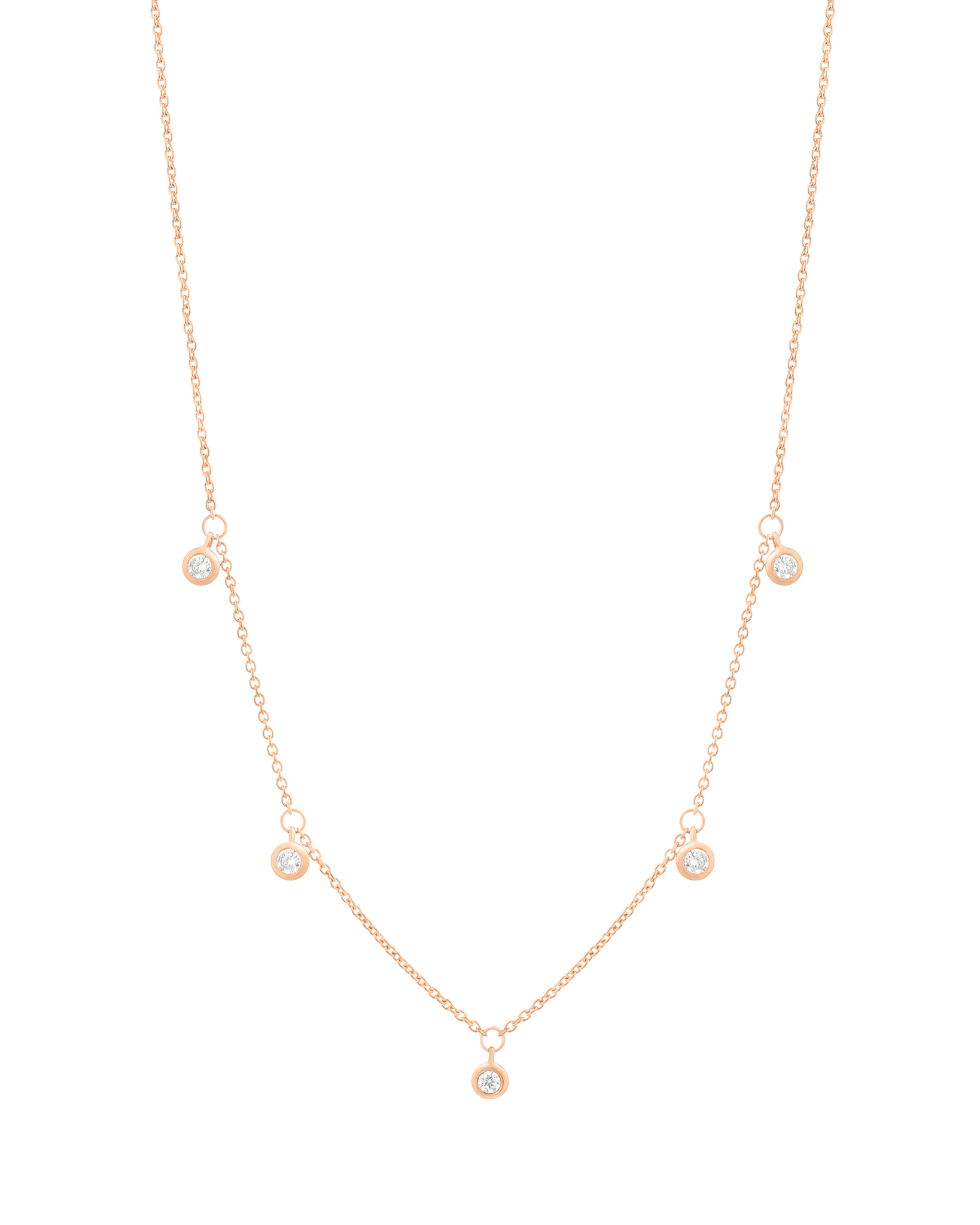 5 Diamonds Bezel Necklace - 925 Sterling Silver Necklaces magal-dev 