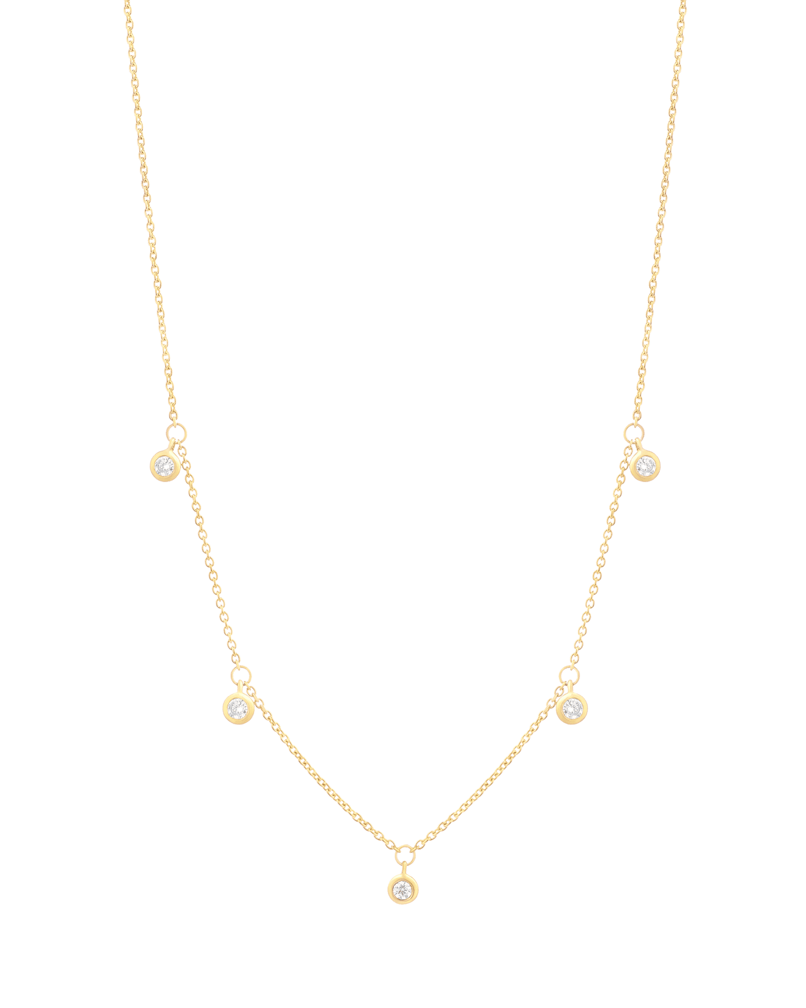 5 Diamonds Bezel Necklace - 14K Yellow Gold Necklaces magal-dev 