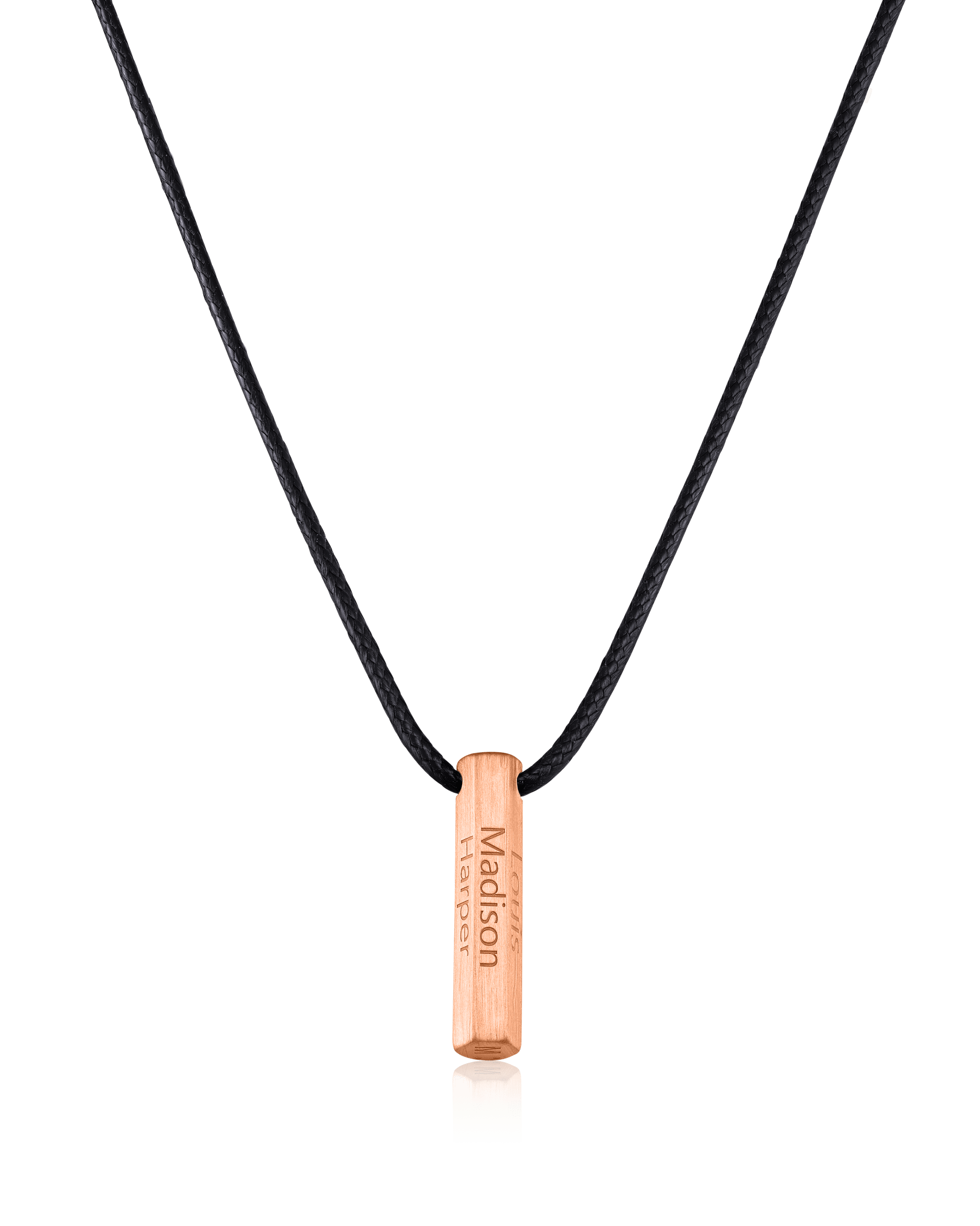 Apex Bar Necklace - 18K Rose Vermeil Necklaces magal-dev Black 1 Name Adjustable cord 20"- 24"