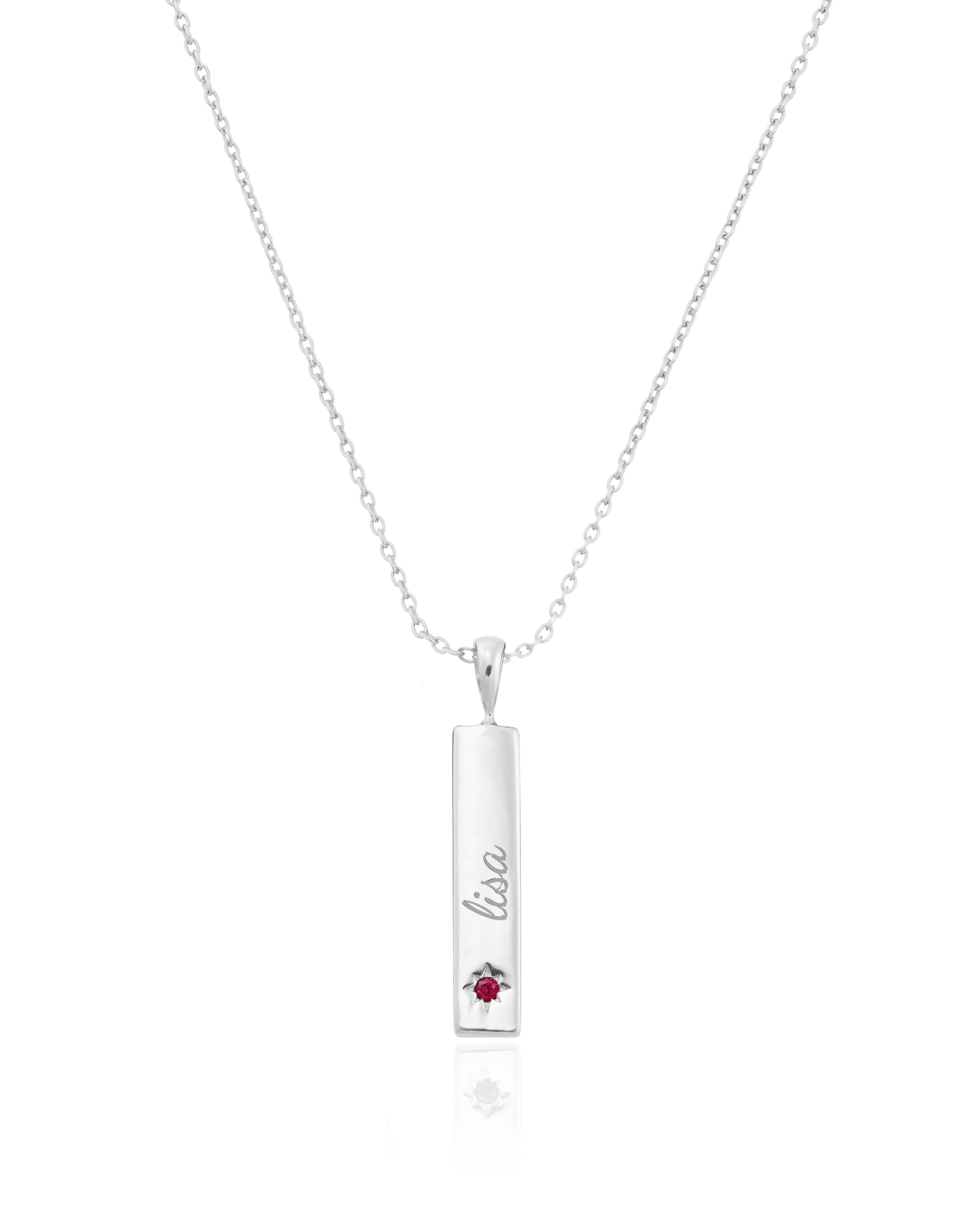 Birthstone Taglet Necklace - 925 Sterling Silver Necklaces magal-dev 1 Bar 16”+2” extender 