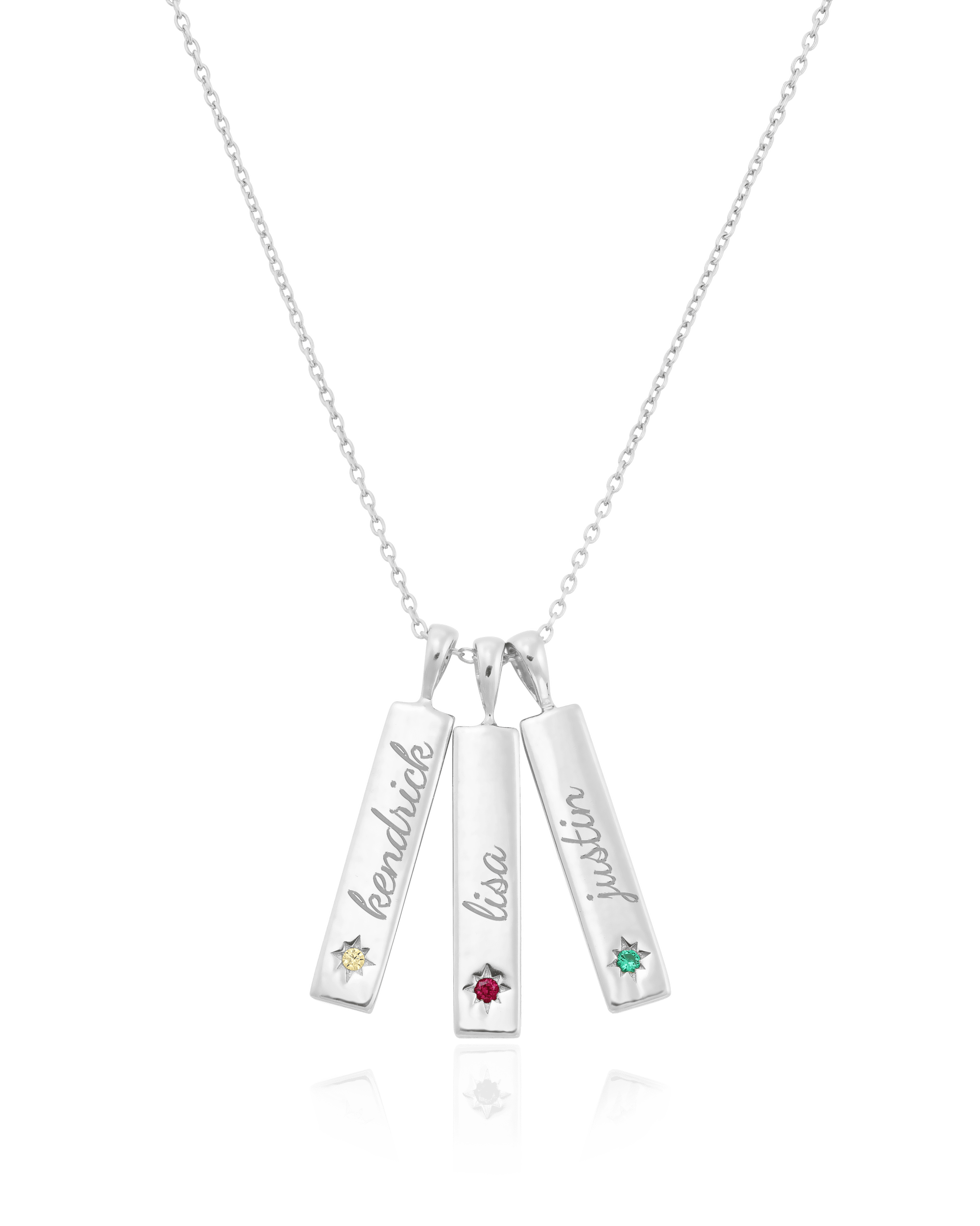 Birthstone Taglet Necklace - 925 Sterling Silver Necklaces magal-dev 3 Bars 16”+2” extender 