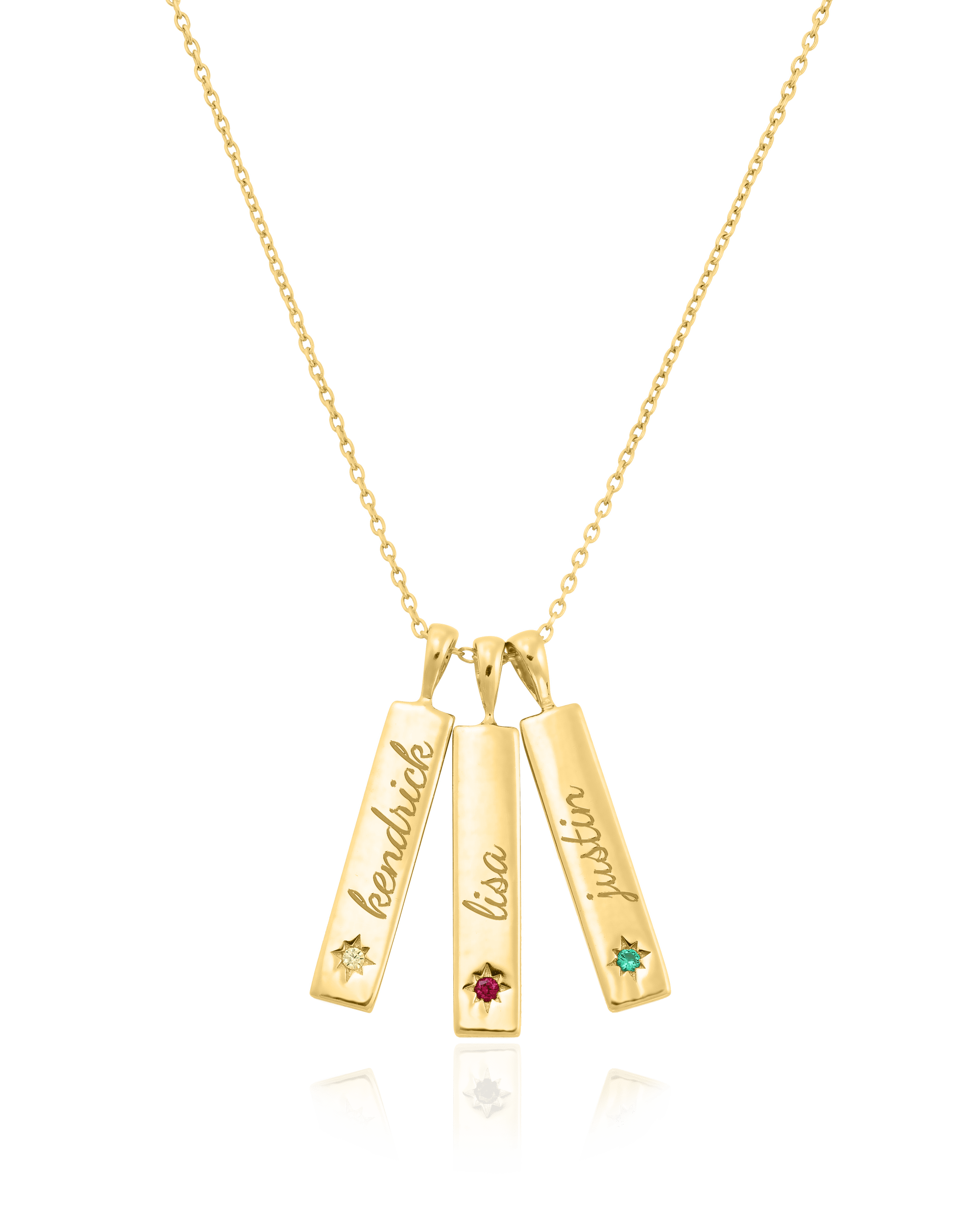 Birthstone Taglet Necklace - 18K Gold Vermeil Necklaces magal-dev 3 Bars 16”+2” extender 