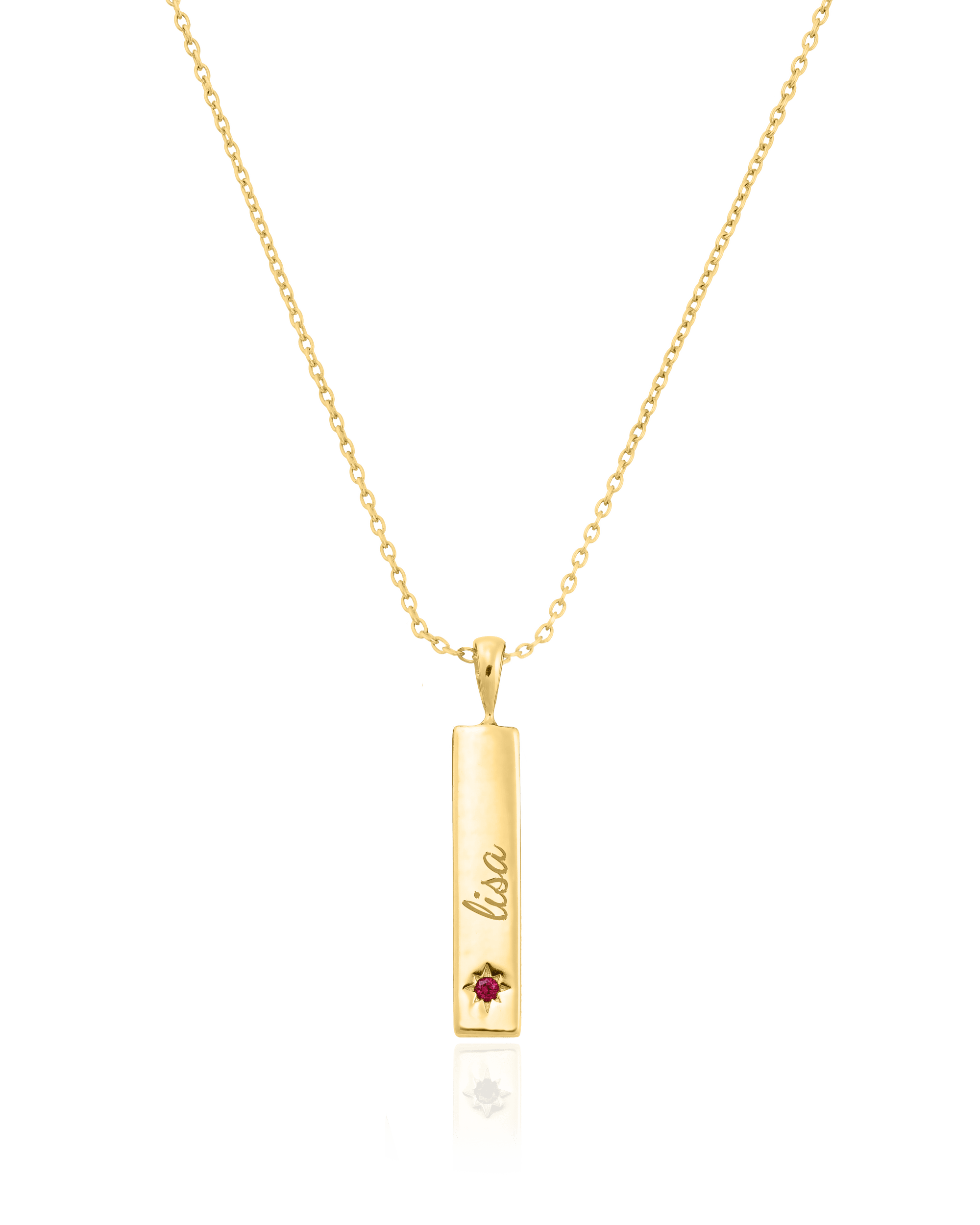Birthstone Taglet Necklace - 18K Gold Vermeil Necklaces magal-dev 1 Bar 16”+2” extender 