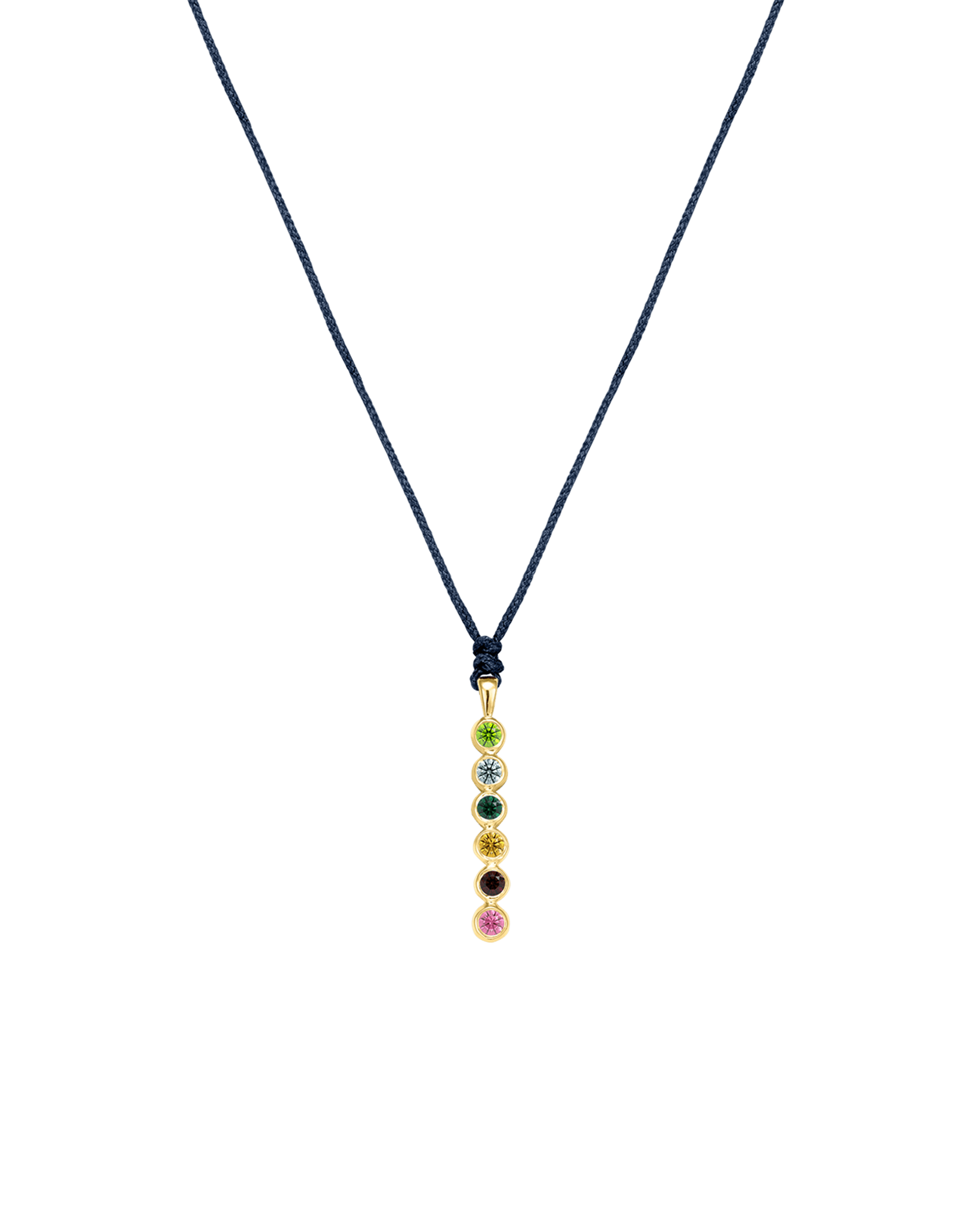 Totem 3D Bar Necklace with Birthstones in 18k Rose Gold Plating - MYKA