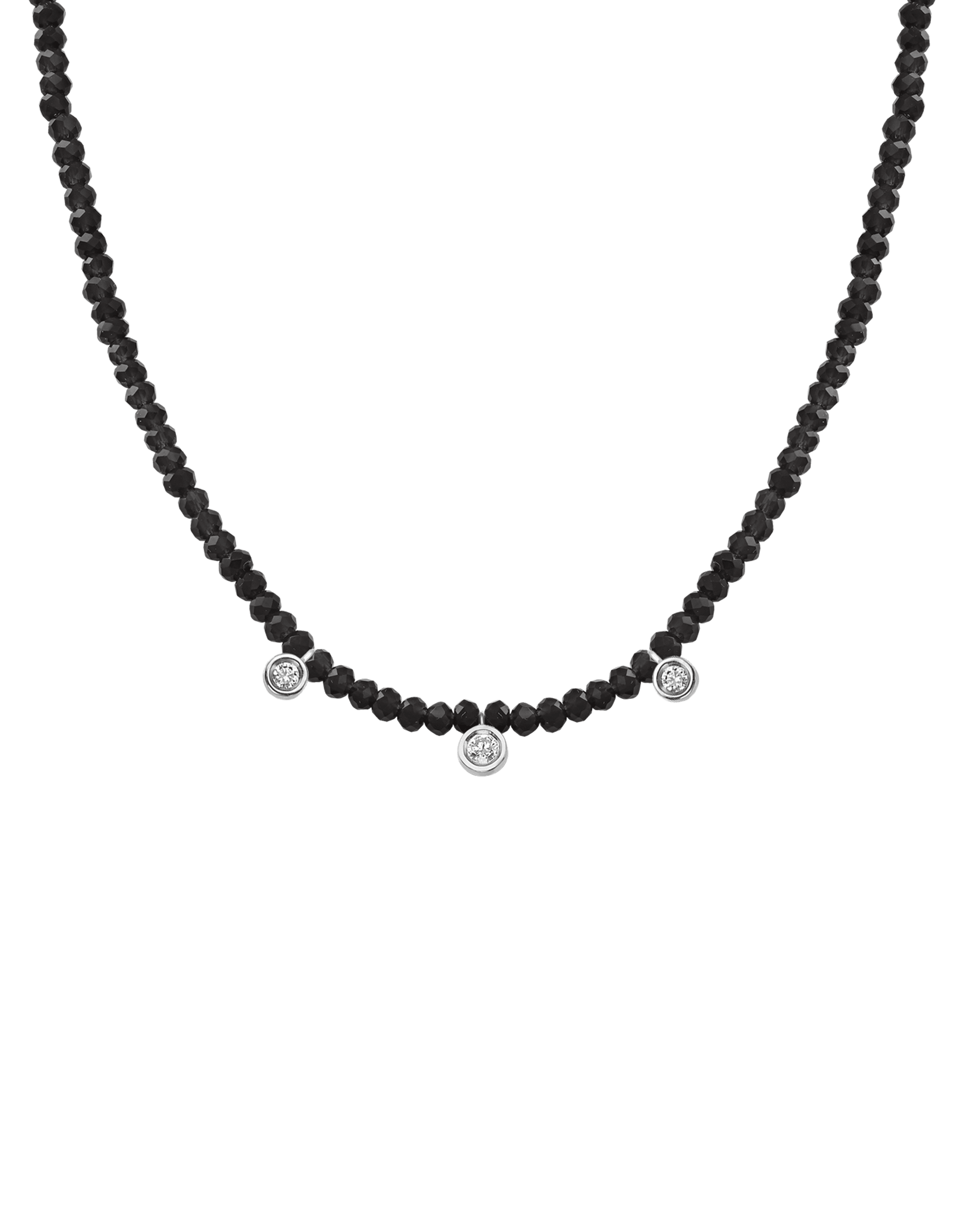 Moonstone Gemstone & Three diamonds Necklace - 14K Rose Gold Necklaces magal-dev 