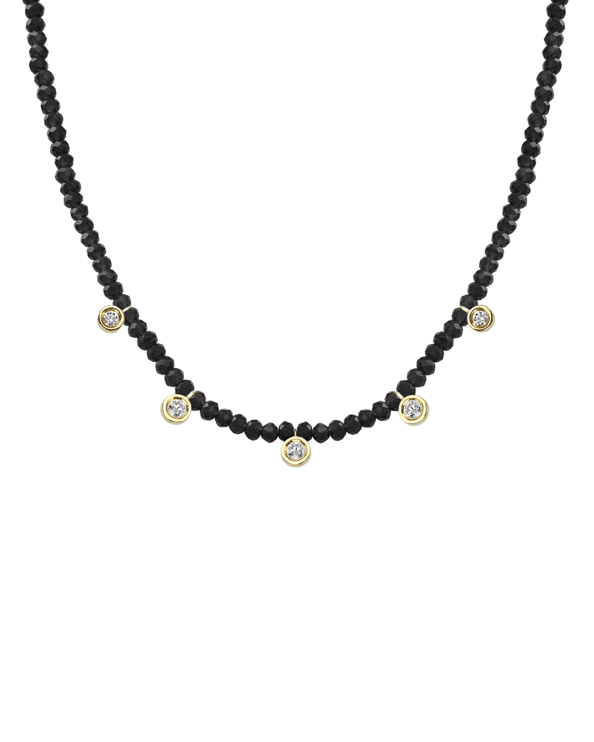 Emerald Gemstone & Five diamonds Necklace - 14K Rose Gold Necklaces magal-dev 