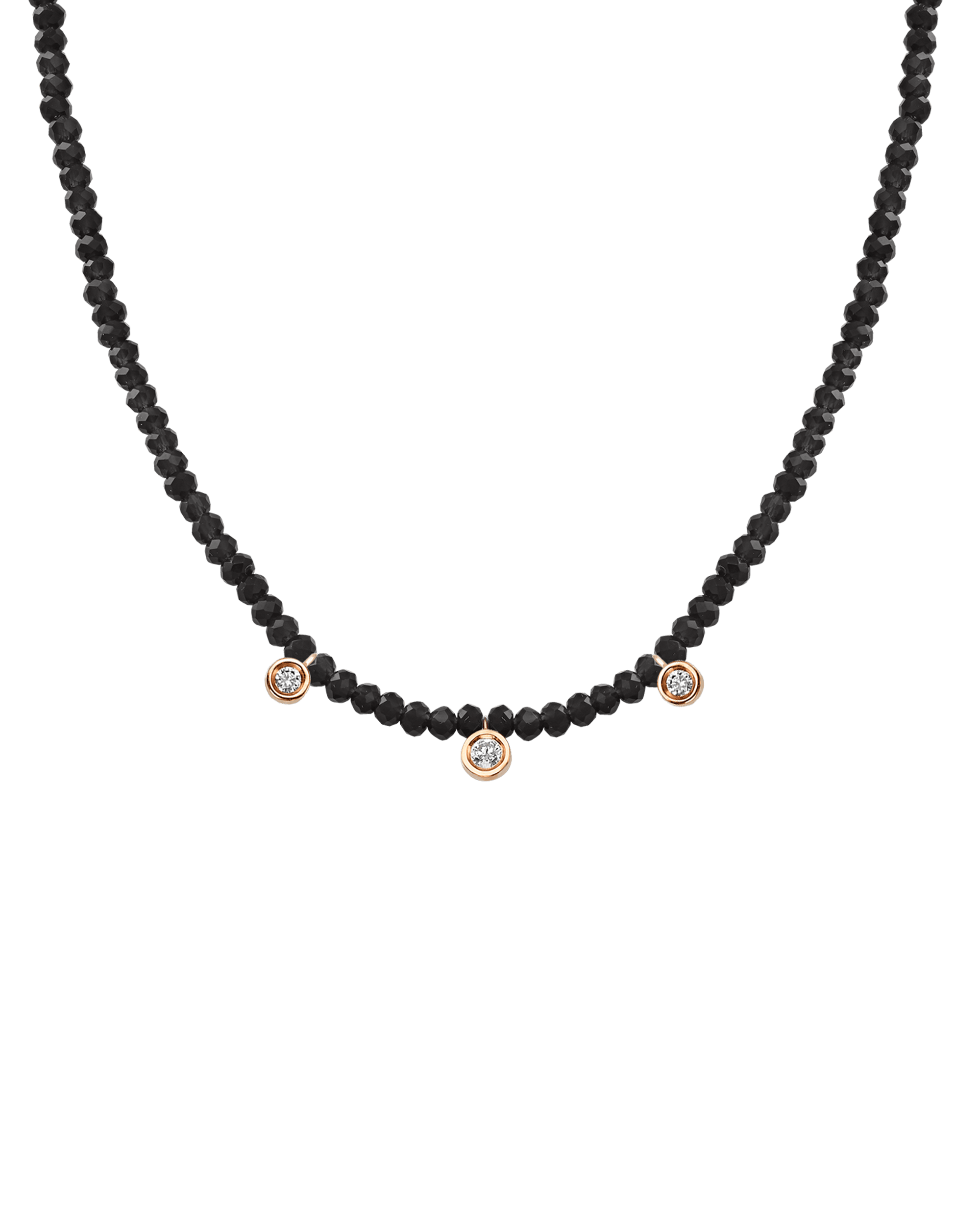 Moonstone Gemstone & Three diamonds Necklace - 14K Yellow Gold Necklaces magal-dev 