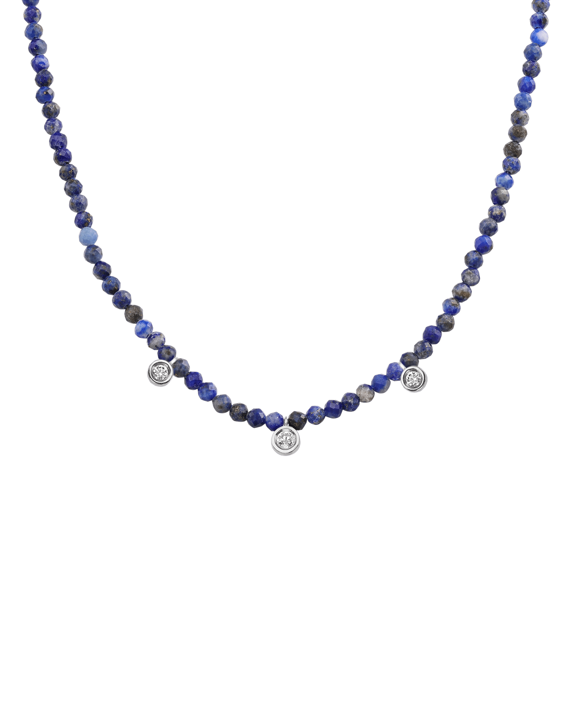 Purple Amethyst Gemstone & Three diamonds Necklace - 14K Yellow Gold Necklaces magal-dev 