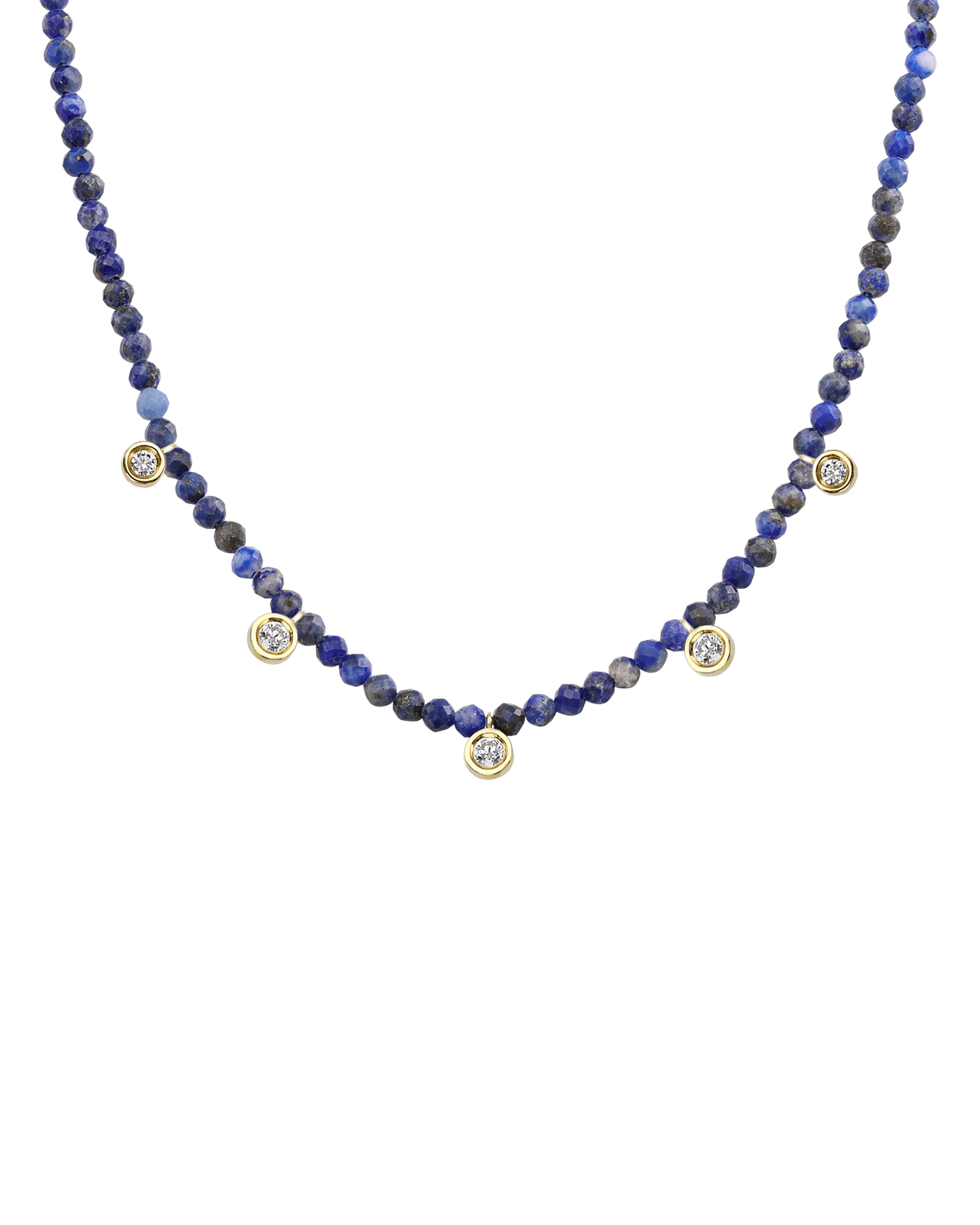 Purple Amethyst Gemstone & Five diamonds Necklace - 14K White Gold Necklaces magal-dev 