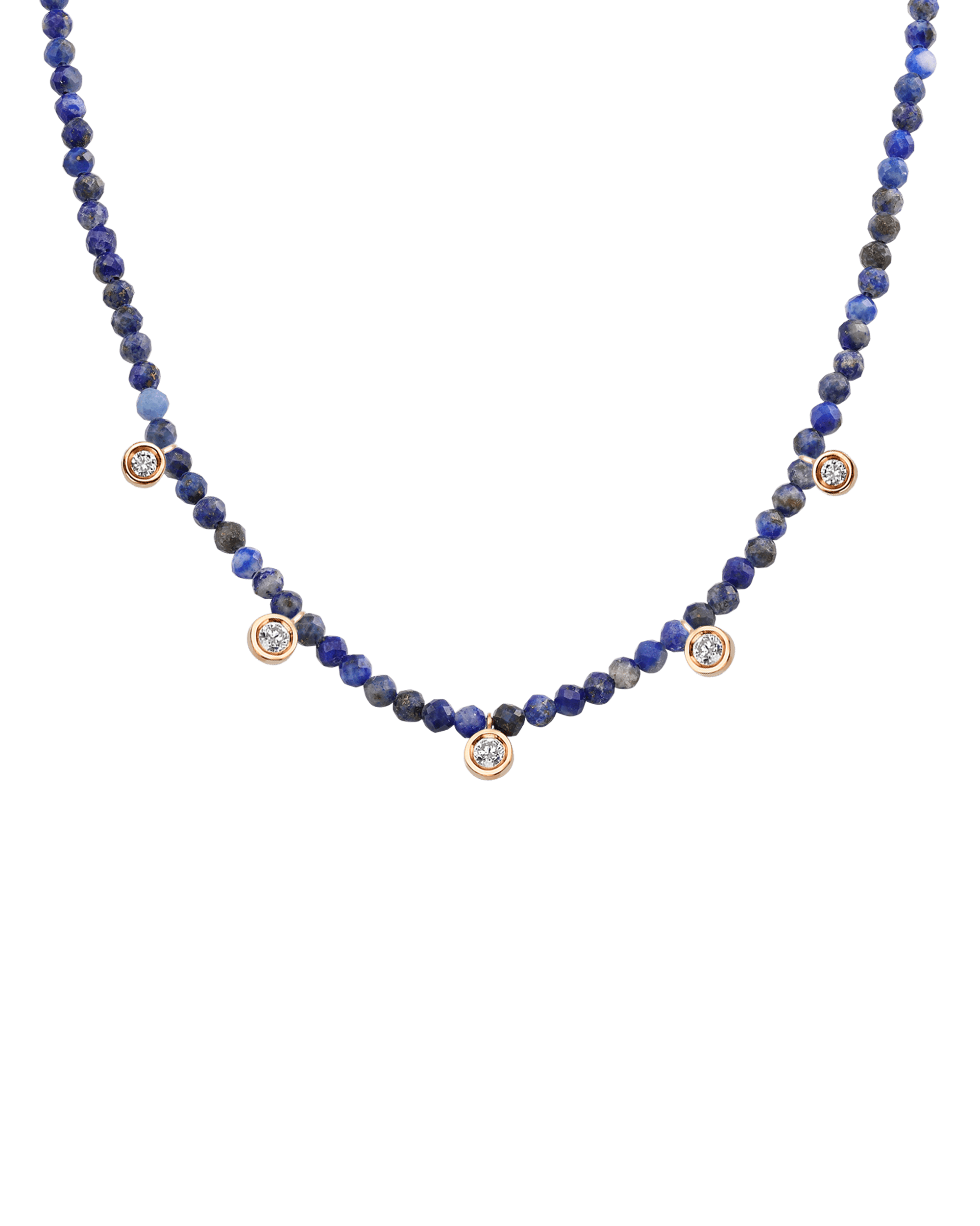 Moonstone Gemstone & Five diamonds Necklace - 14K Yellow Gold Necklaces magal-dev 