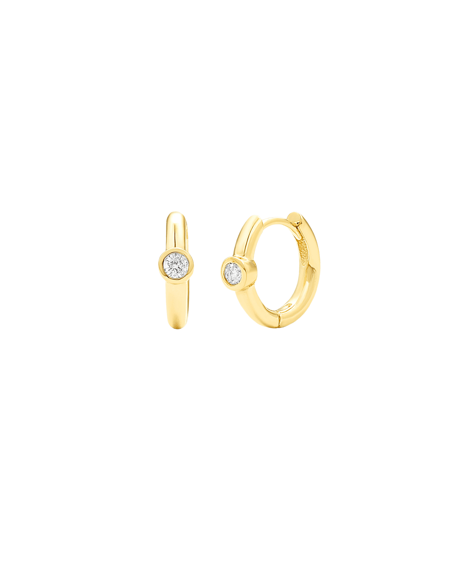 Diamond Bezel Hoops Earring