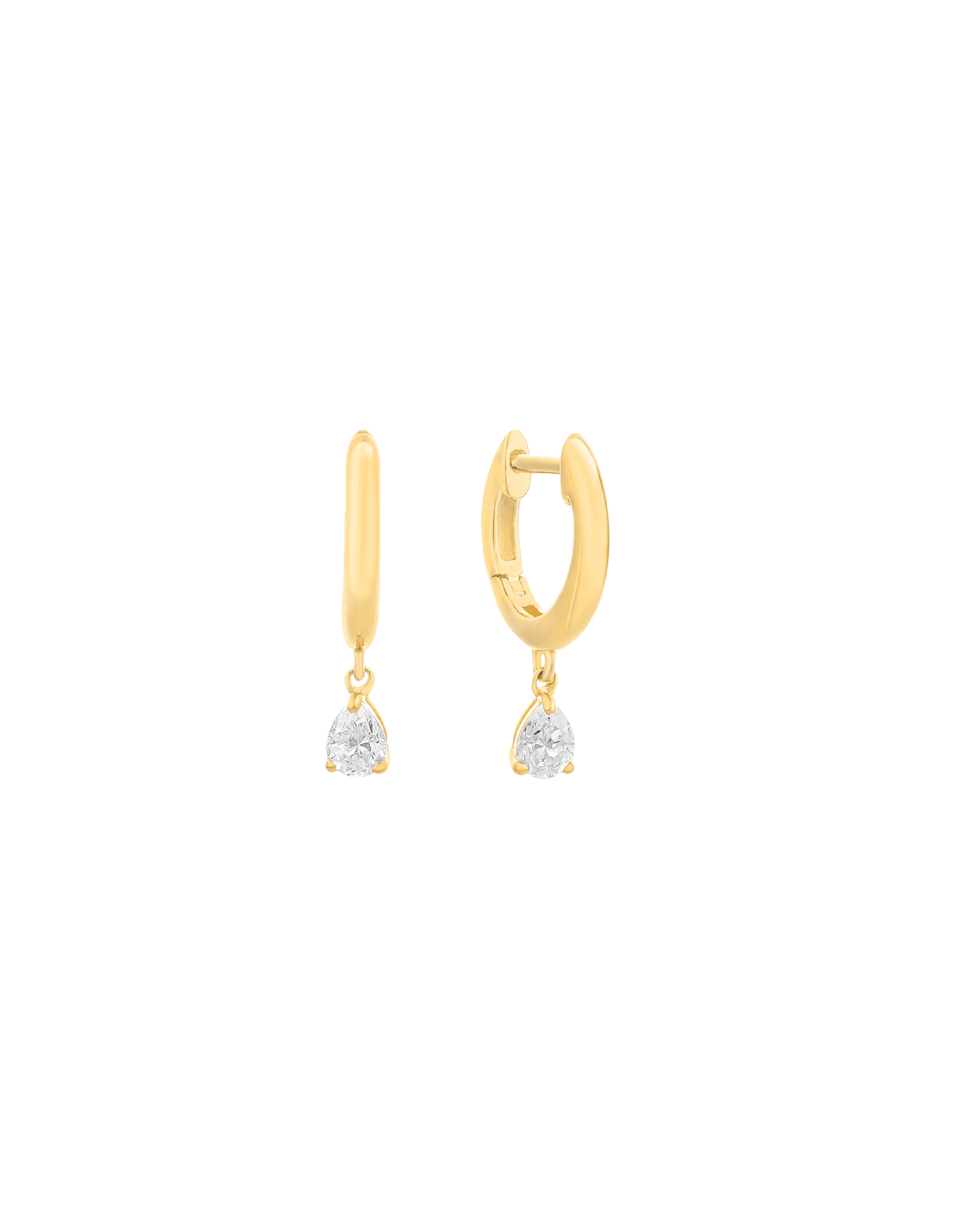 Pear Diamond Drop Hoops