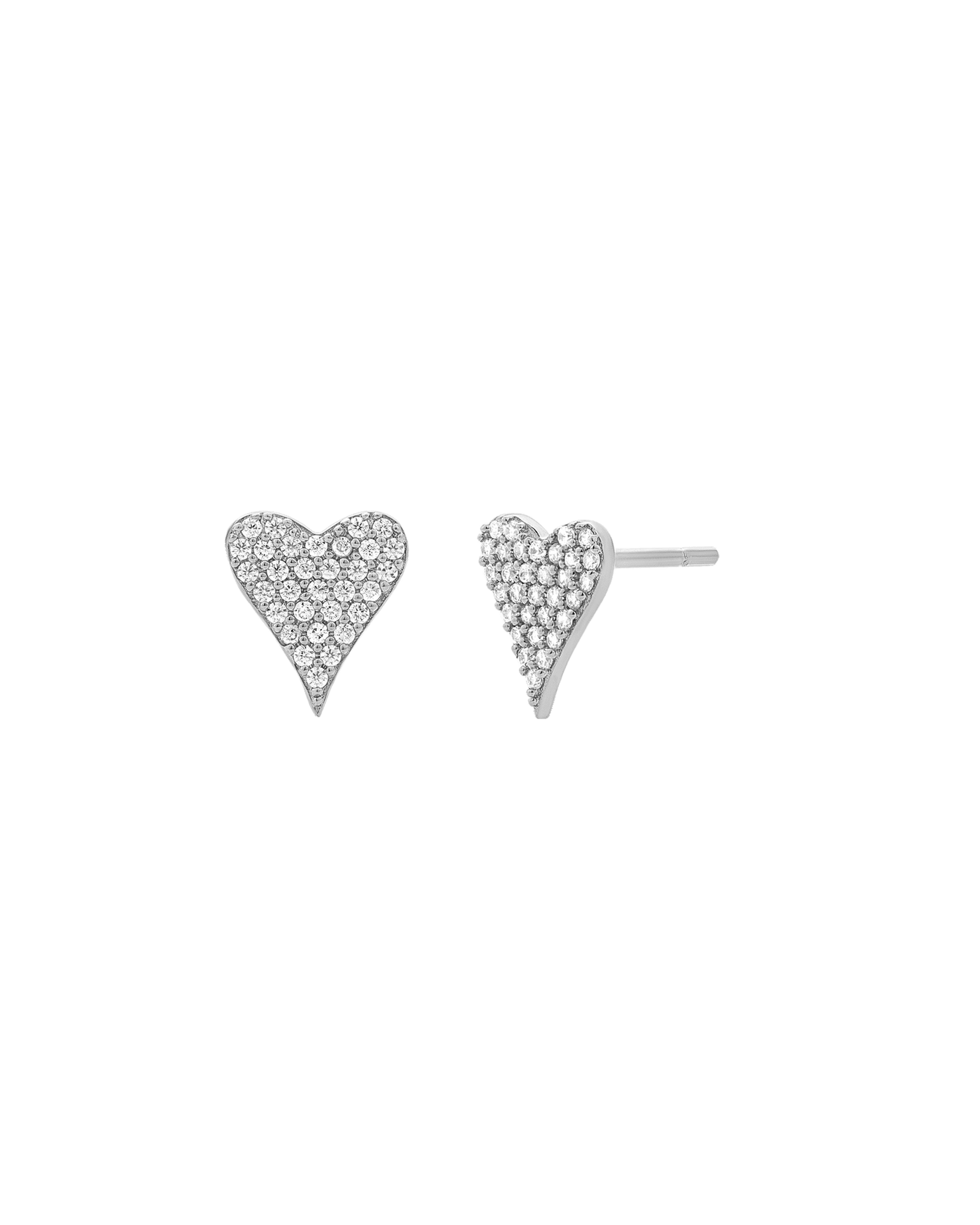 Paved Diamond Heart Earrings - 14K Rose Gold Earrings 14K Solid Gold 