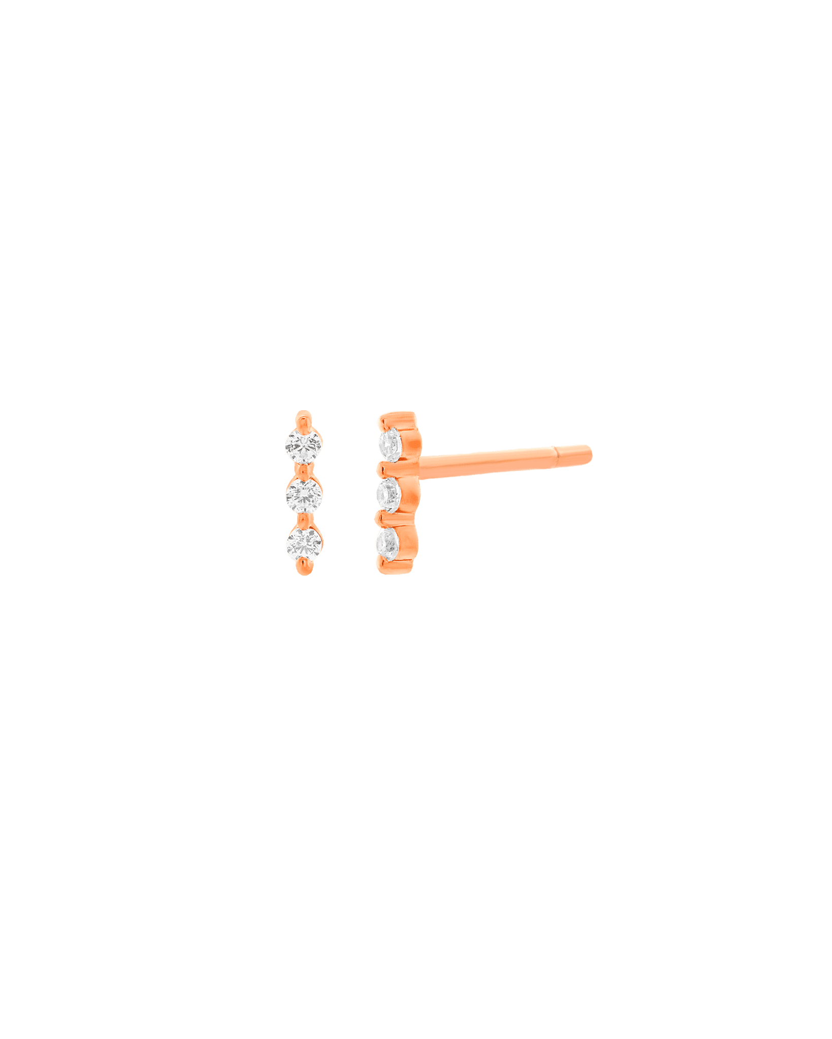 Trio Diamond Bar Studs - 14K Yellow Gold Earrings 14K Solid Gold 