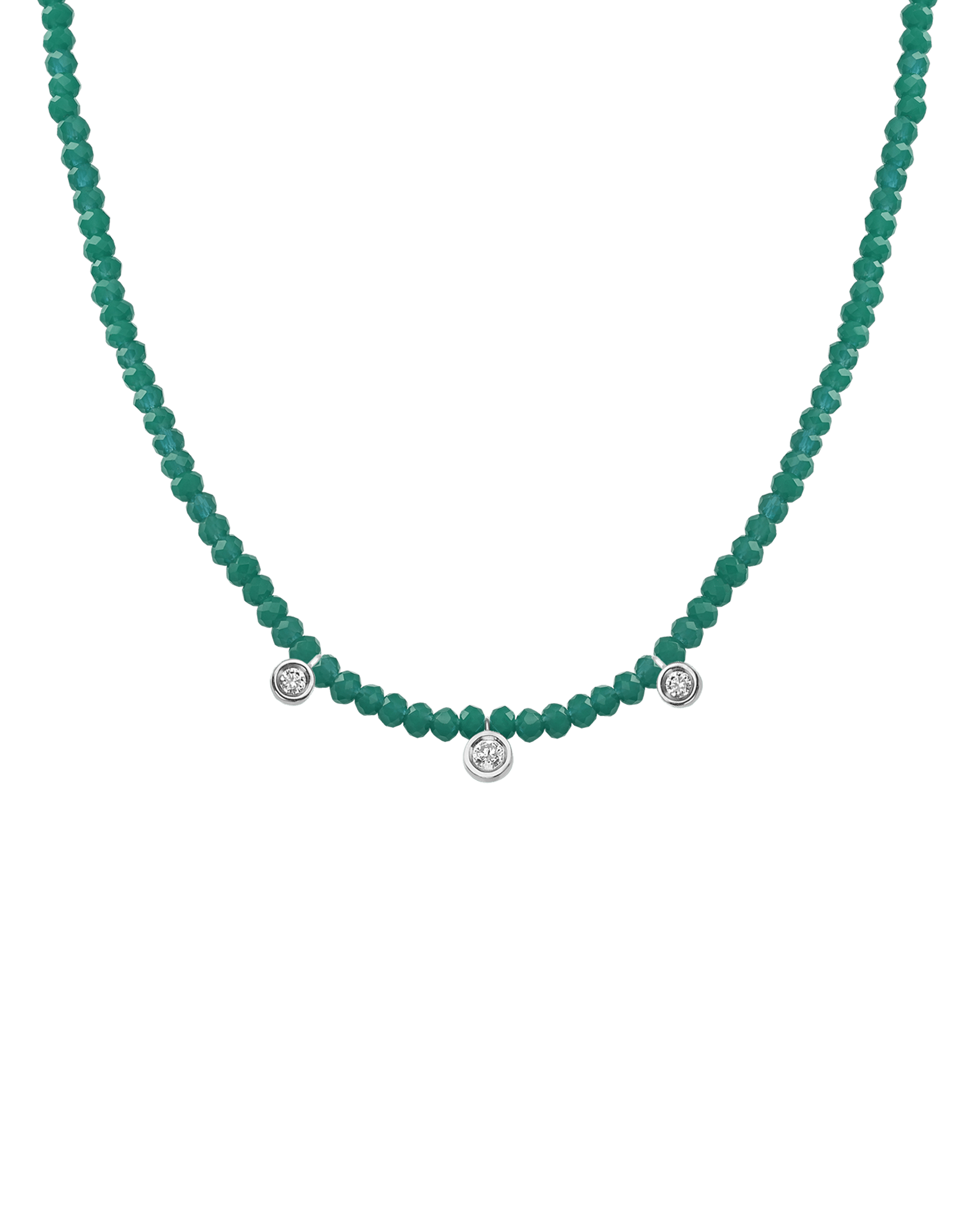 Turquoise Gemstone & Three diamonds Necklace - 14K Yellow Gold Necklaces magal-dev 