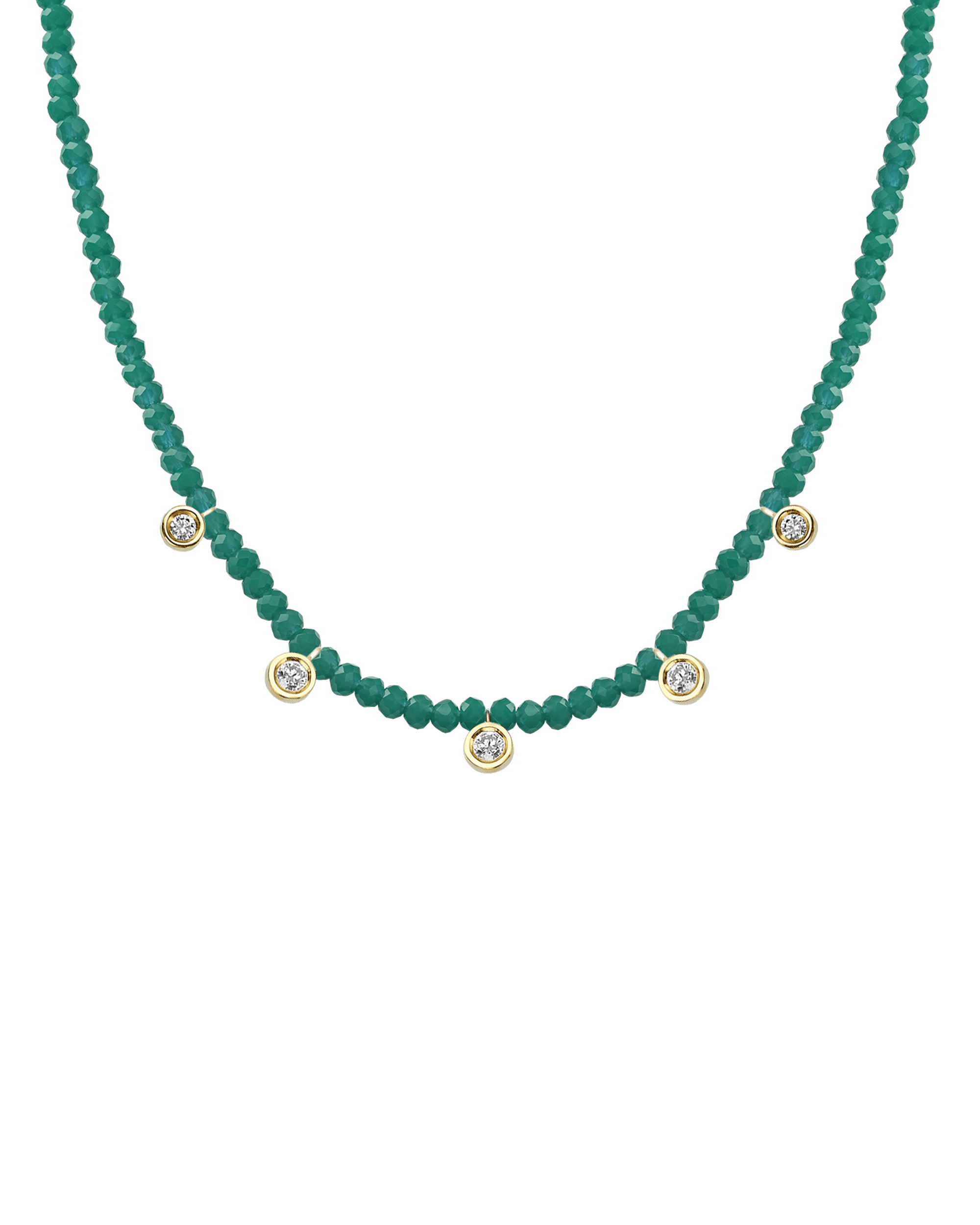 Black Spinel Gemstone & Five diamonds Necklace - 14K White Gold Necklaces magal-dev 